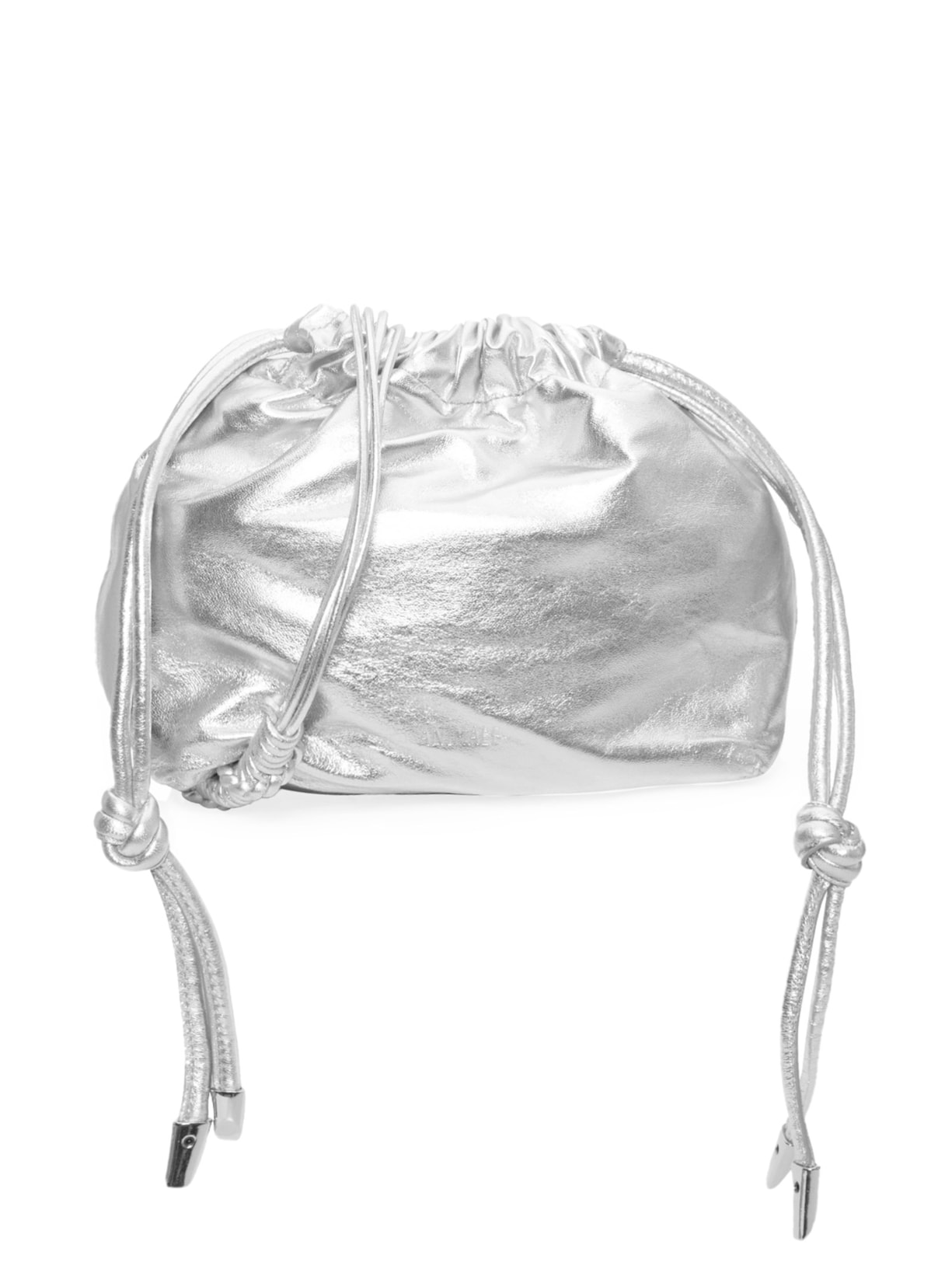 Bolsa Feminina De Couro Saco Alça Detalhes - Prata