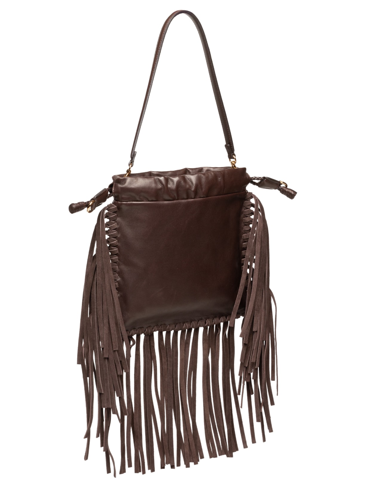 Bolsa Feminina De Ombro Kalispera Bordada E Franjas Marrom Etro