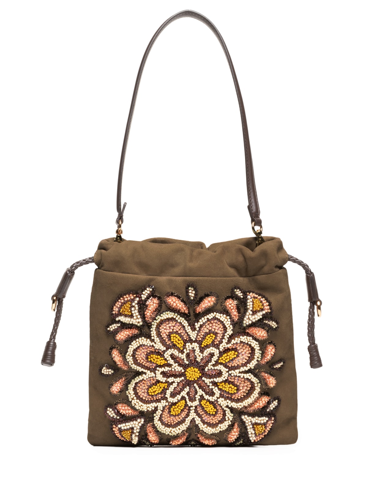 Bolsa Feminina De Ombro Kalispera Bordada - Marrom