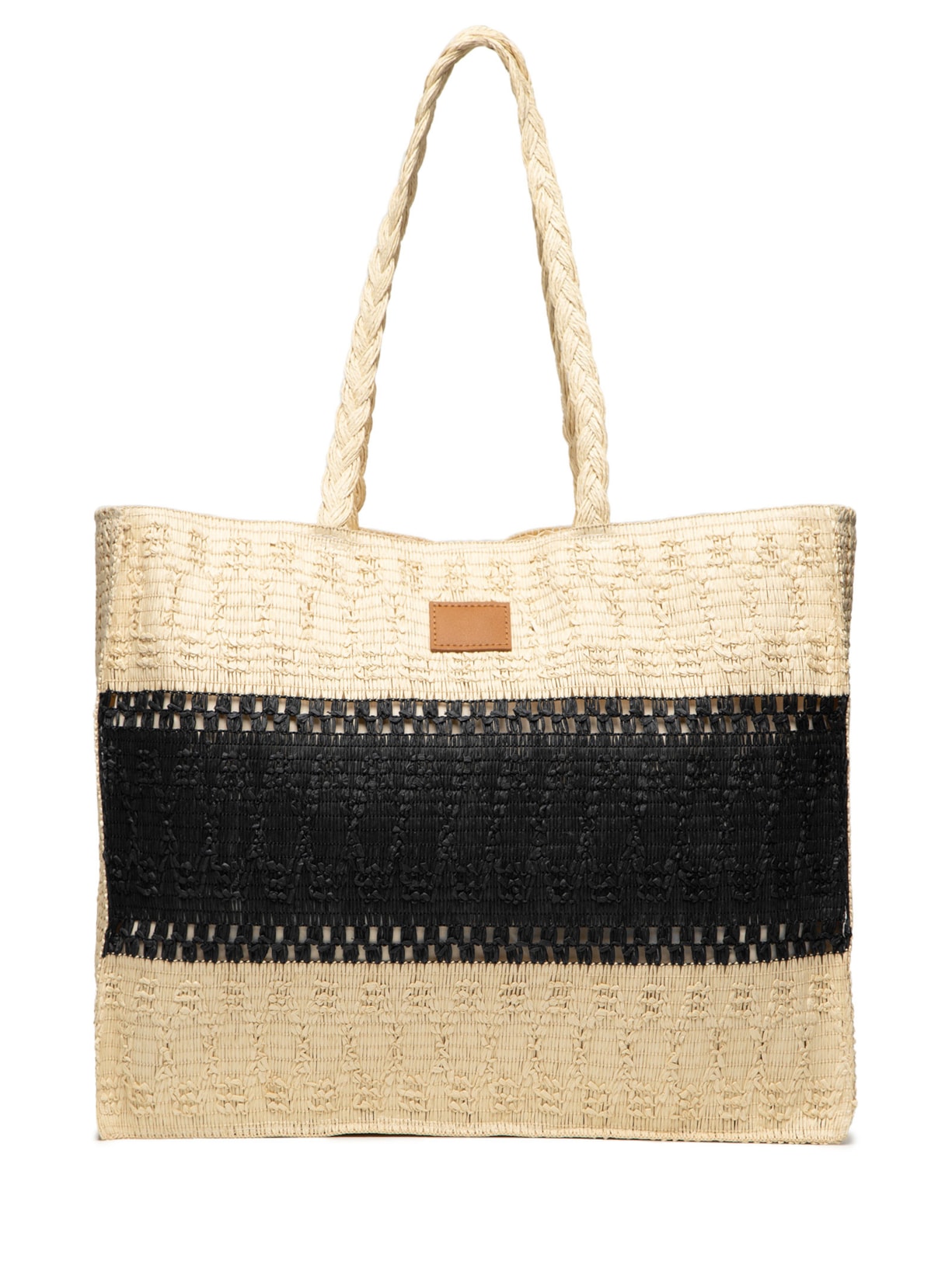 Bolsa Feminina De Palha Bicolor Bege Mktbeach