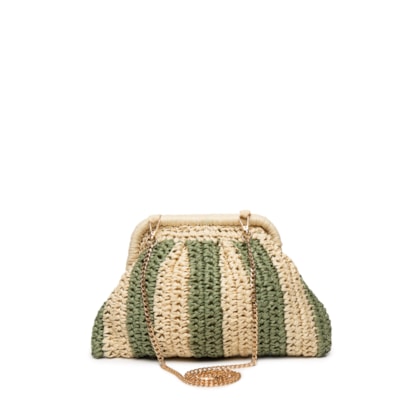 Bolsa Feminina De Palha Bicolor - Bege