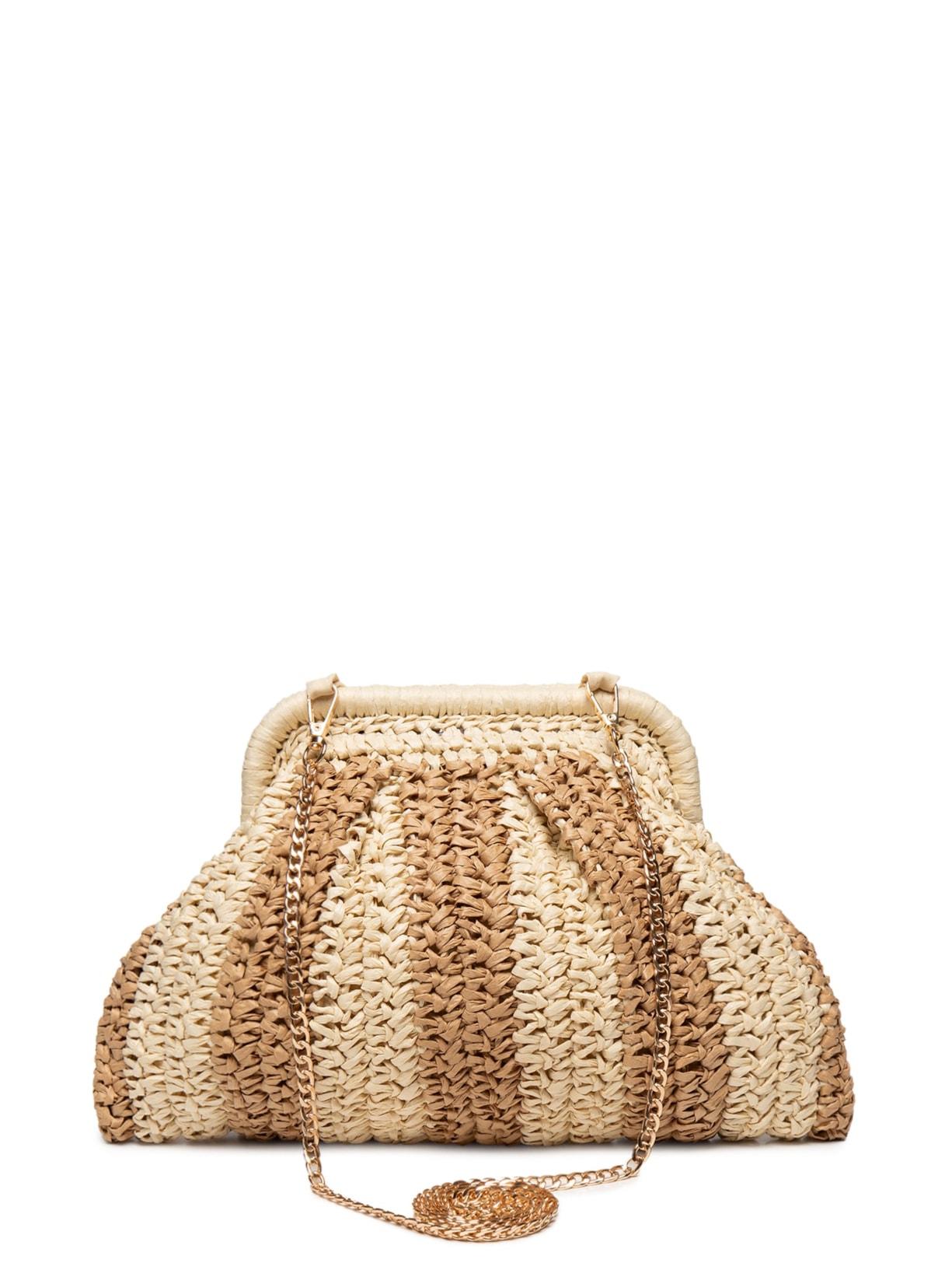 Bolsa Feminina De Palha Bicolor - Bege