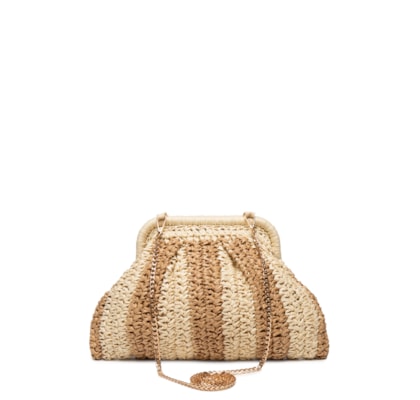 Bolsa Feminina De Palha Bicolor - Bege