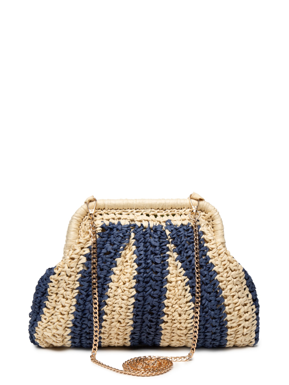 Bolsa Feminina De Palha Bicolor - Bege