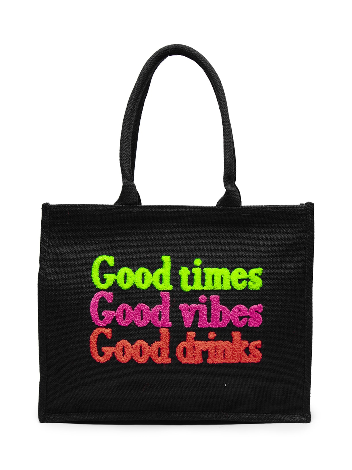 Bolsa Feminina De Palha Estampada - Preto