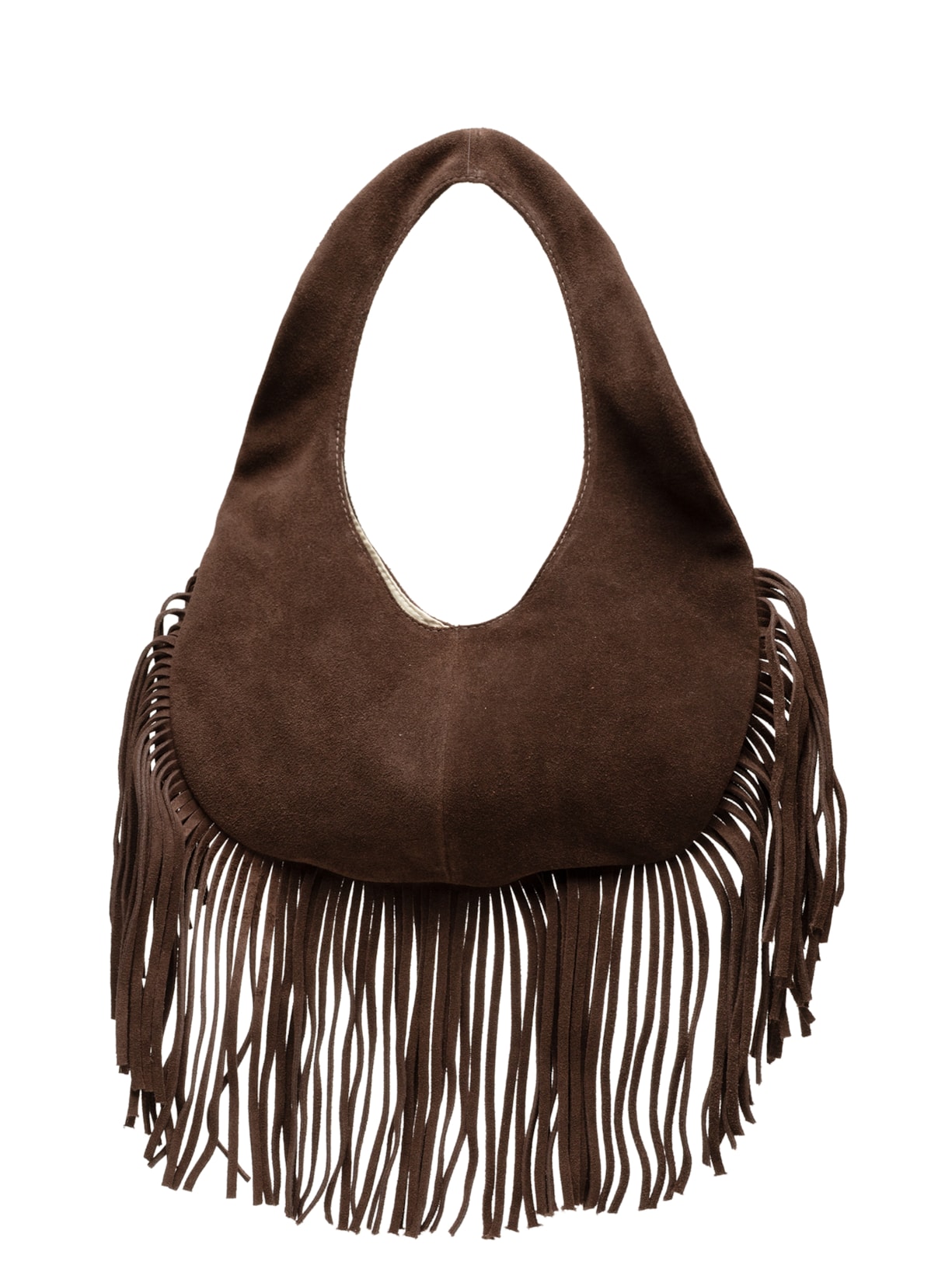 Bolsa Feminina em Camurça com Franjas - Marrom