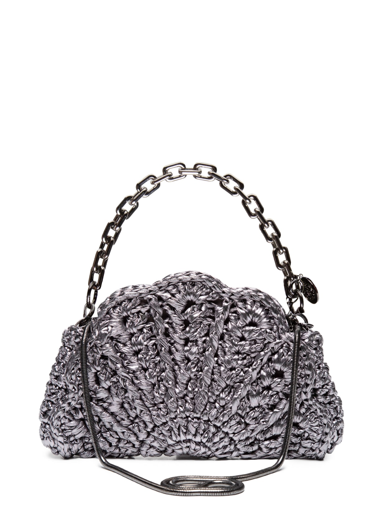 Bolsa Feminina Em Crochê Com Fio Metalizado Sea Roxy - Prata