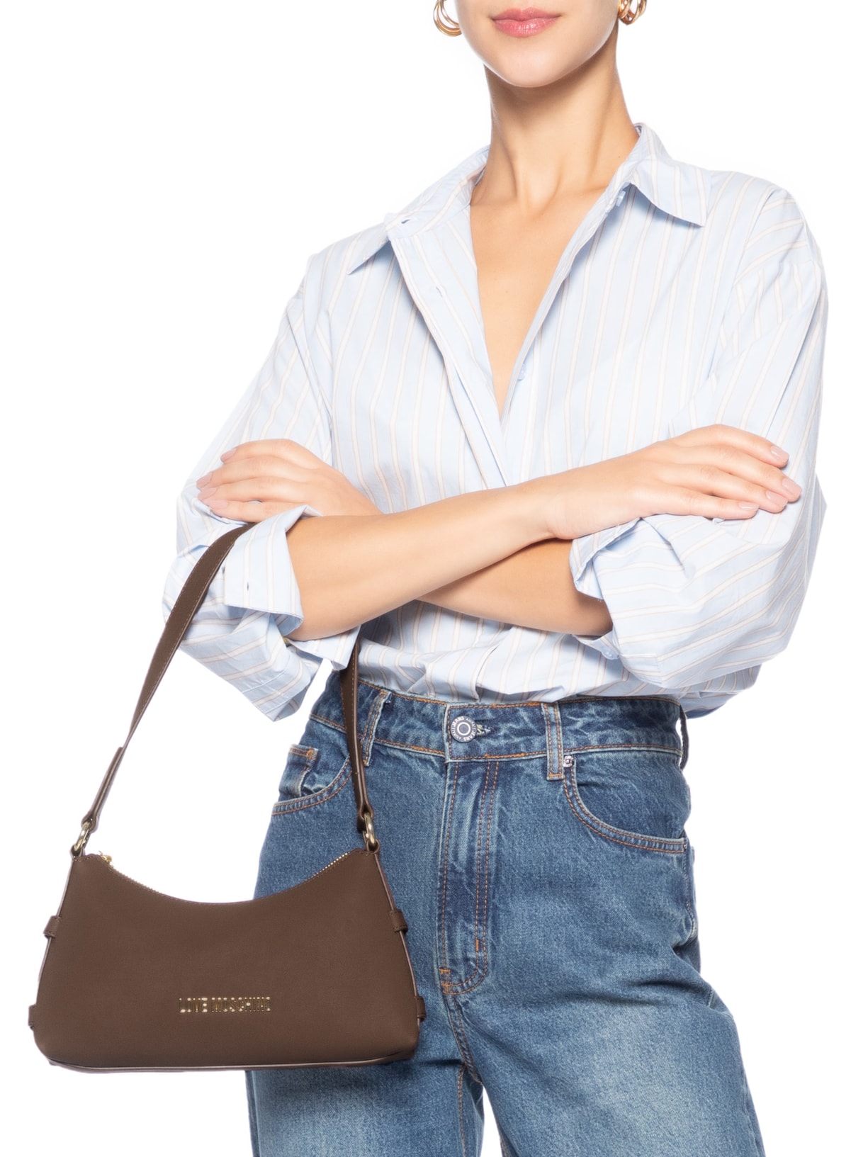 Bolsa Feminina Em PU Marrom Love Moschino