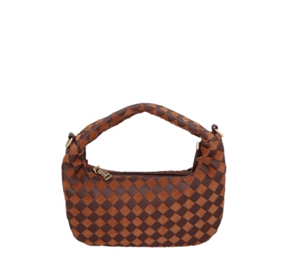 Bolsa Feminina Em Tressê De Camurça Média - Marrom