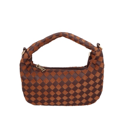 Bolsa Feminina Em Tressê De Camurça Média - Marrom
