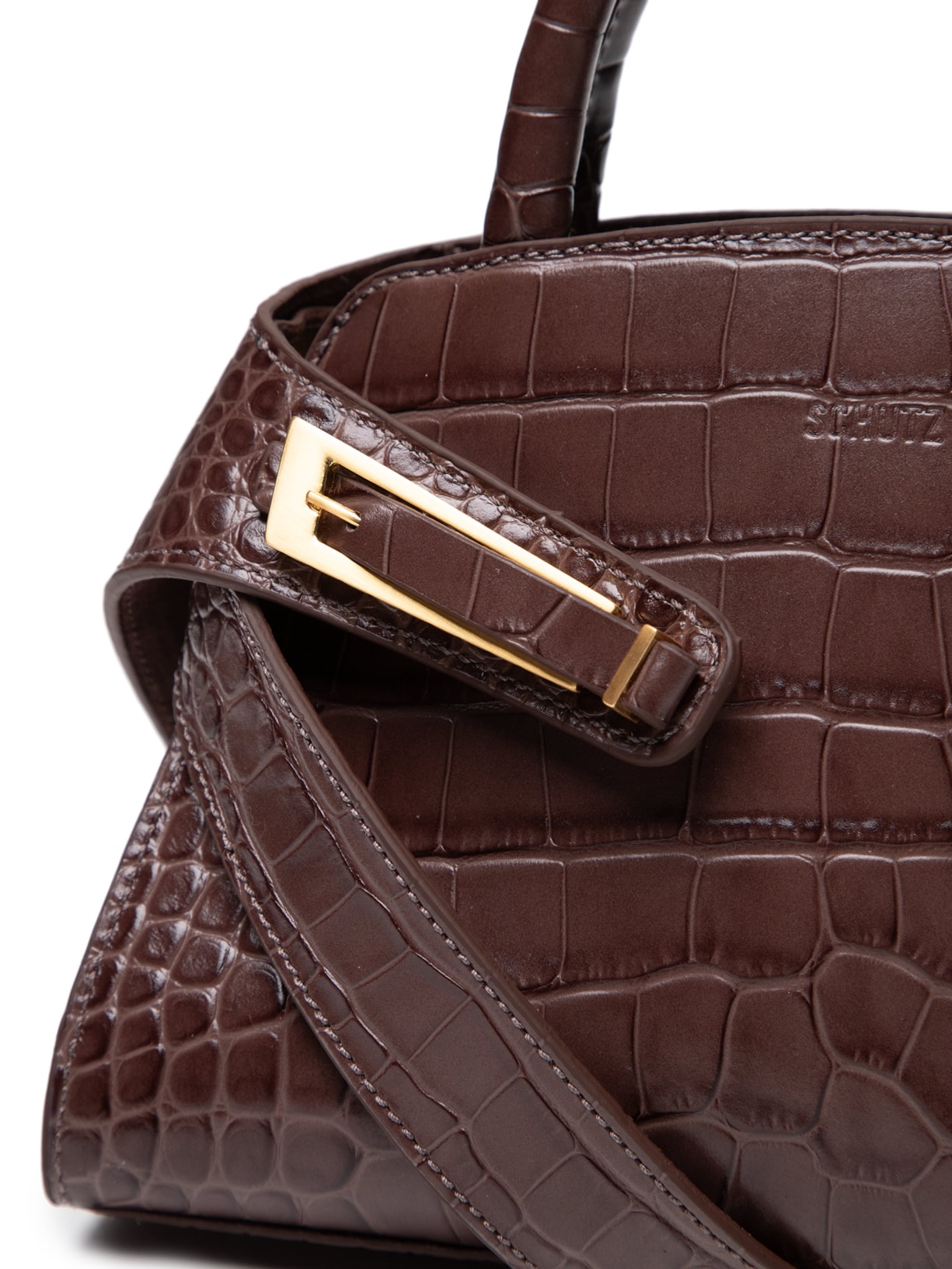 Bolsa Feminina Emery Média Tote Couro Croc Marrom Schutz