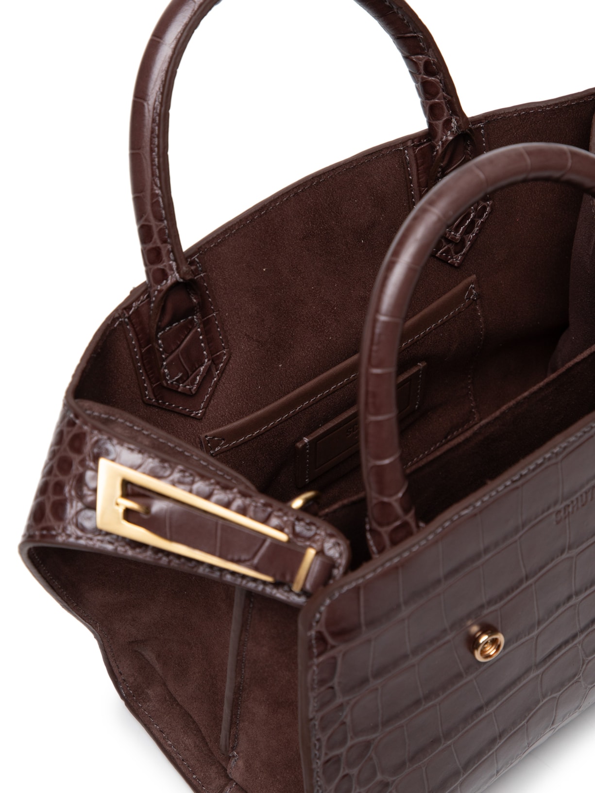 Bolsa Feminina Emery Média Tote Couro Croc Marrom Schutz