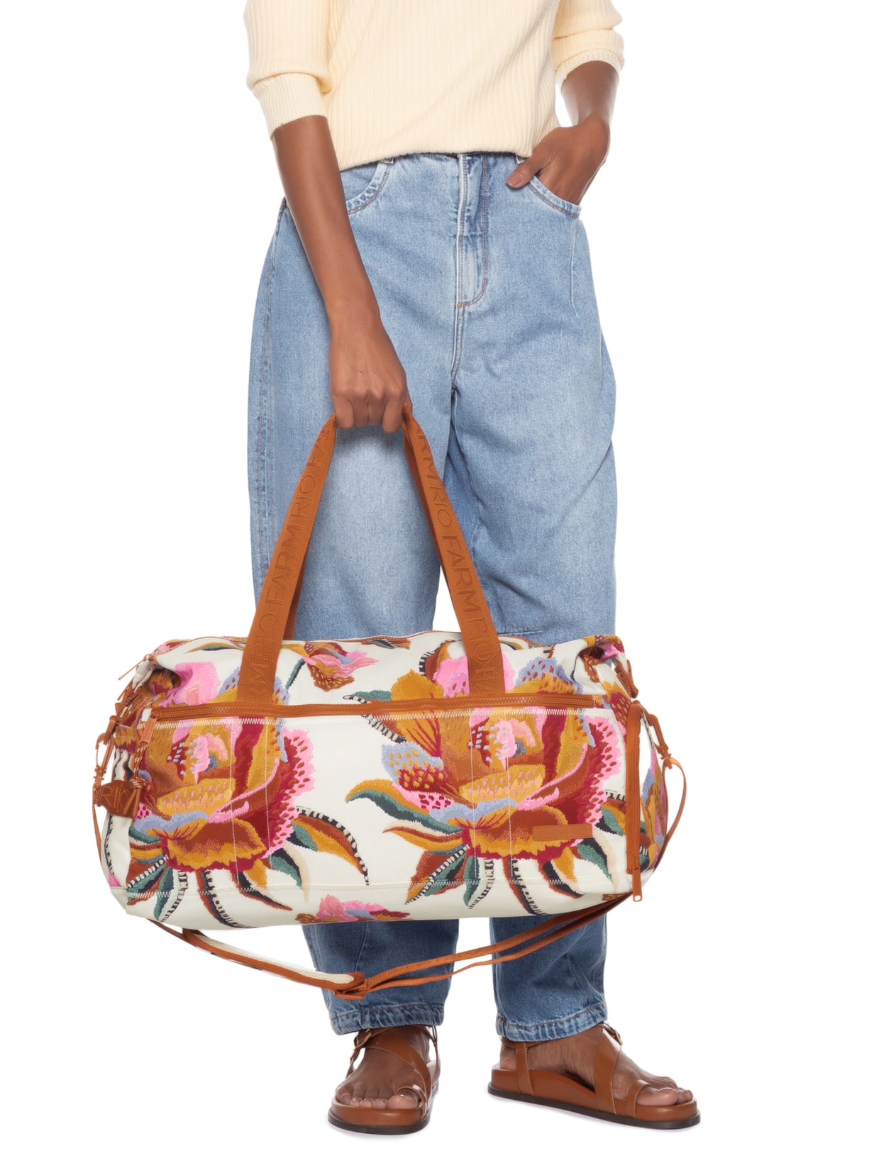 Bolsa Feminina Findi Floral Lucia Off White Farm Etc