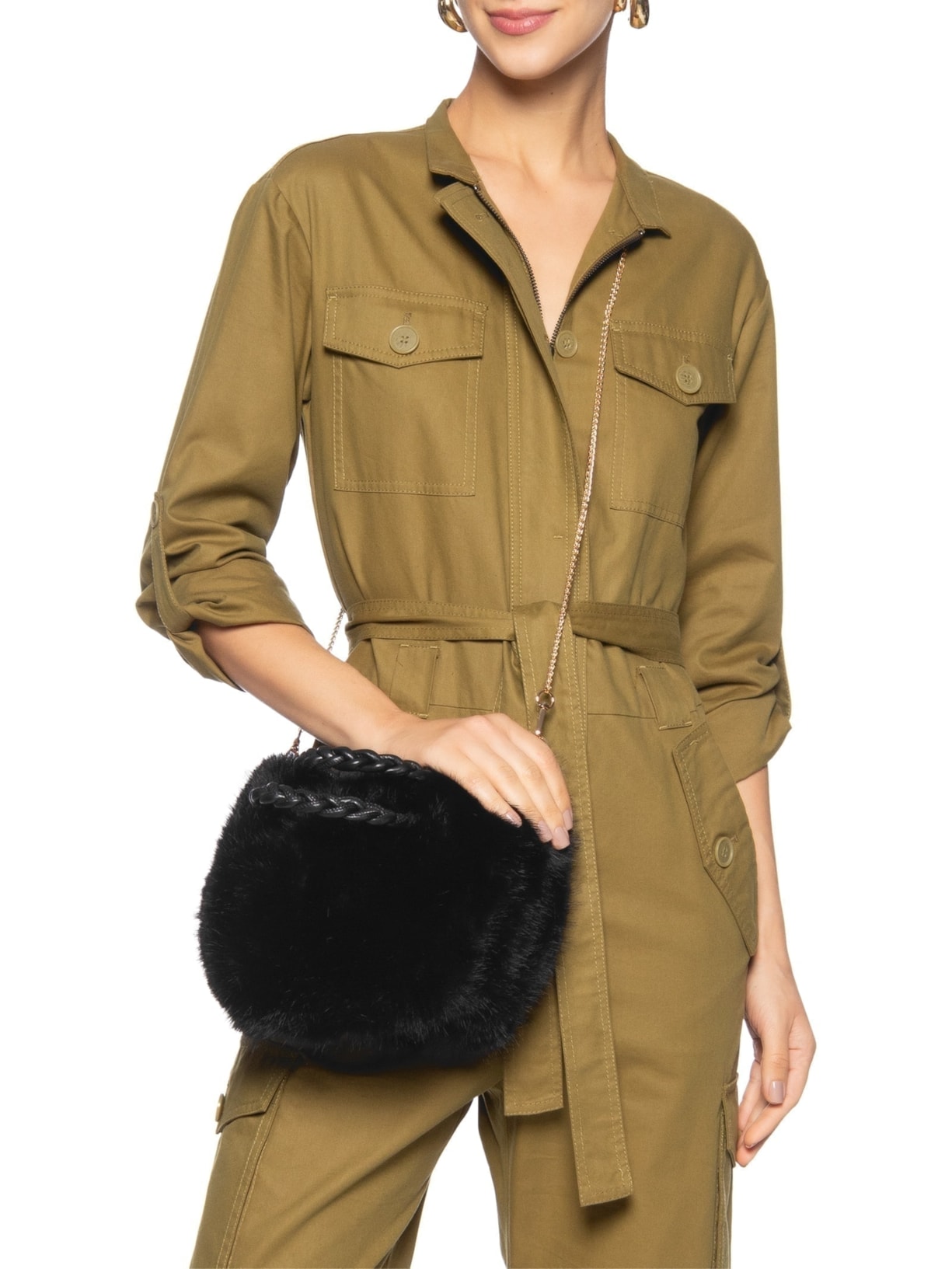 Bolsa Feminina Fur Preto Market 33