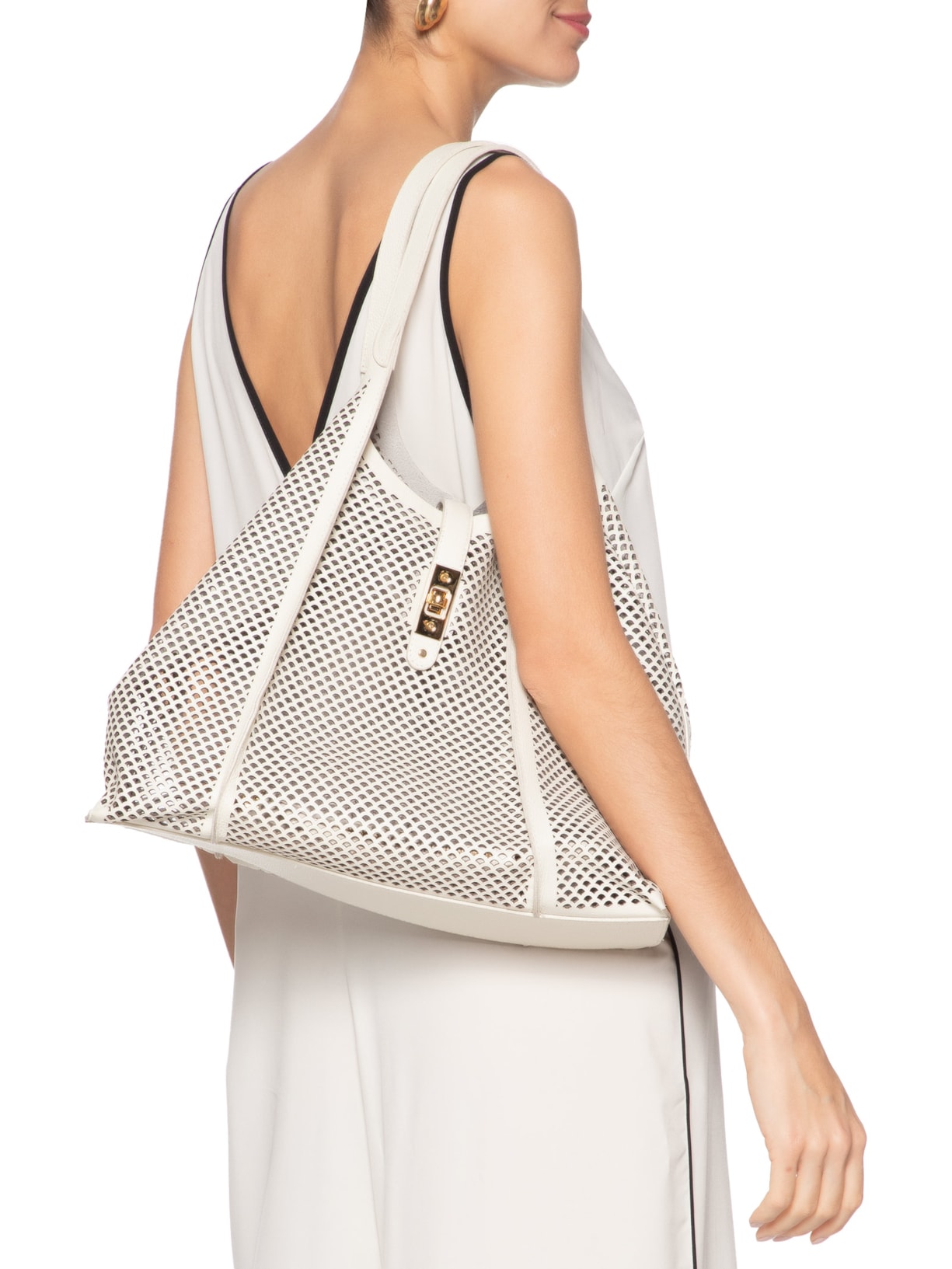 Bolsa Feminina Grande Box Leather Branco Luiza Barcelos