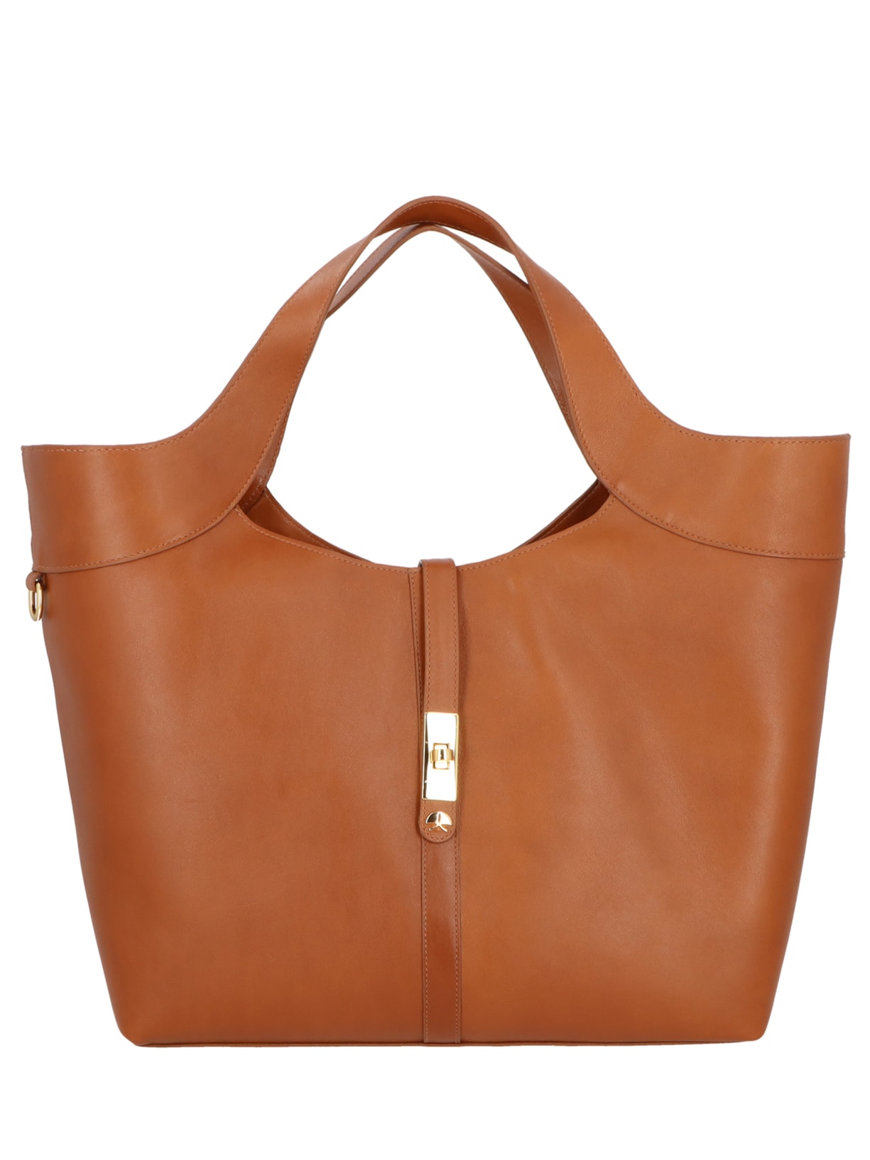 Bolsa Feminina Grande com Fecho Dourado – Marrom Luiza Barcelos