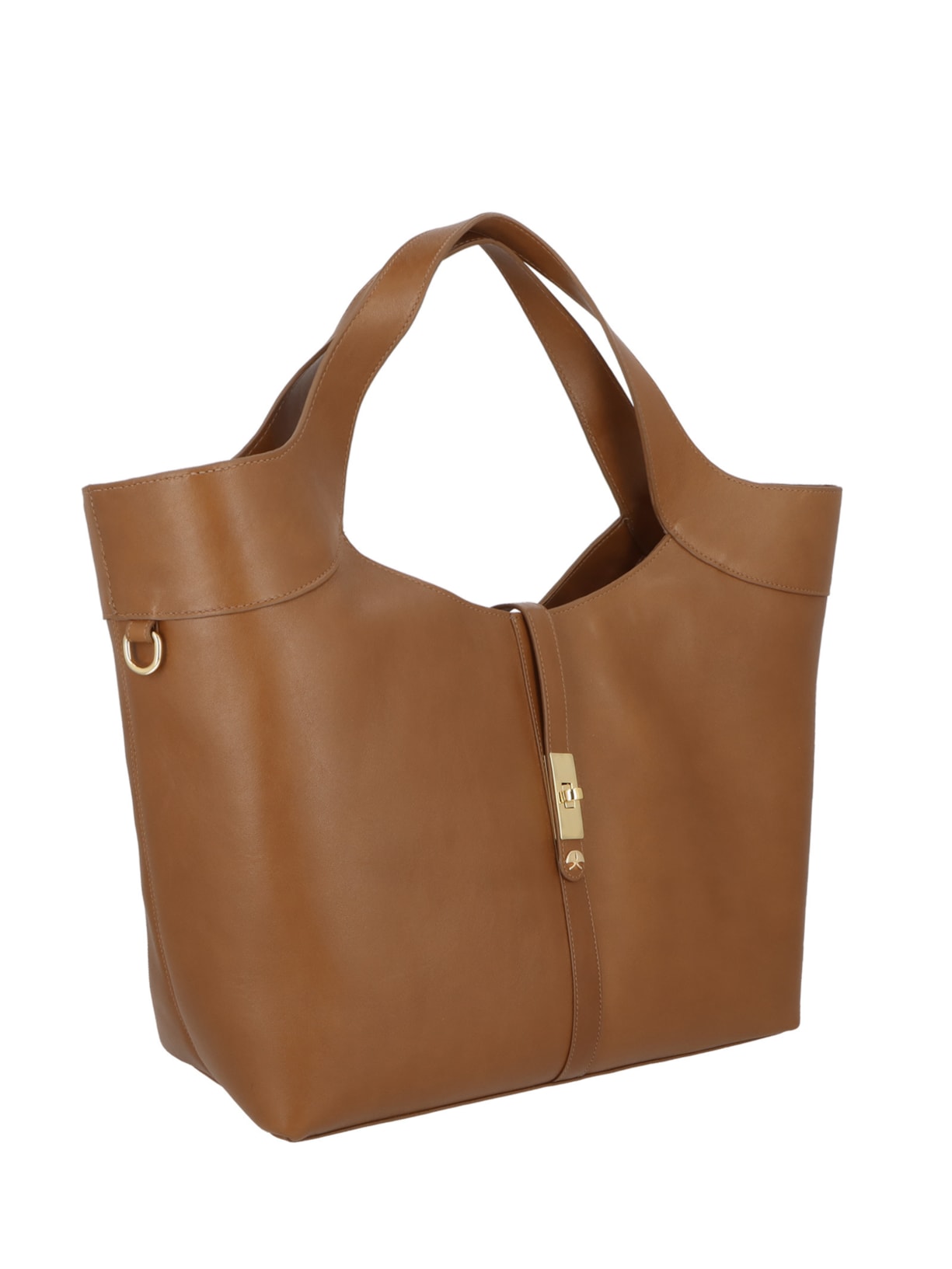 Bolsa Feminina Grande com Fecho Dourado – Marrom Luiza Barcelos