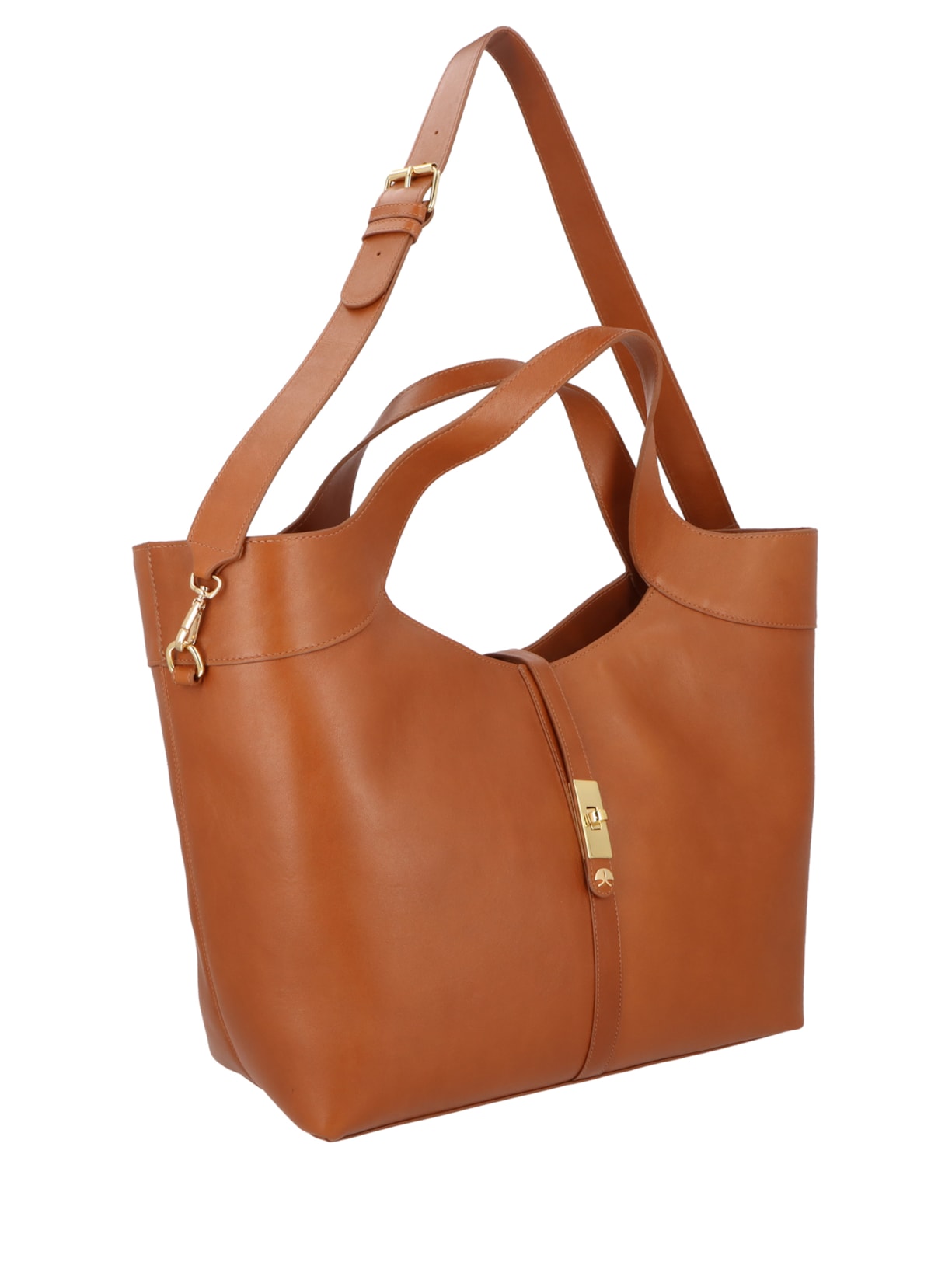 Bolsa Feminina Grande com Fecho Dourado – Marrom Luiza Barcelos
