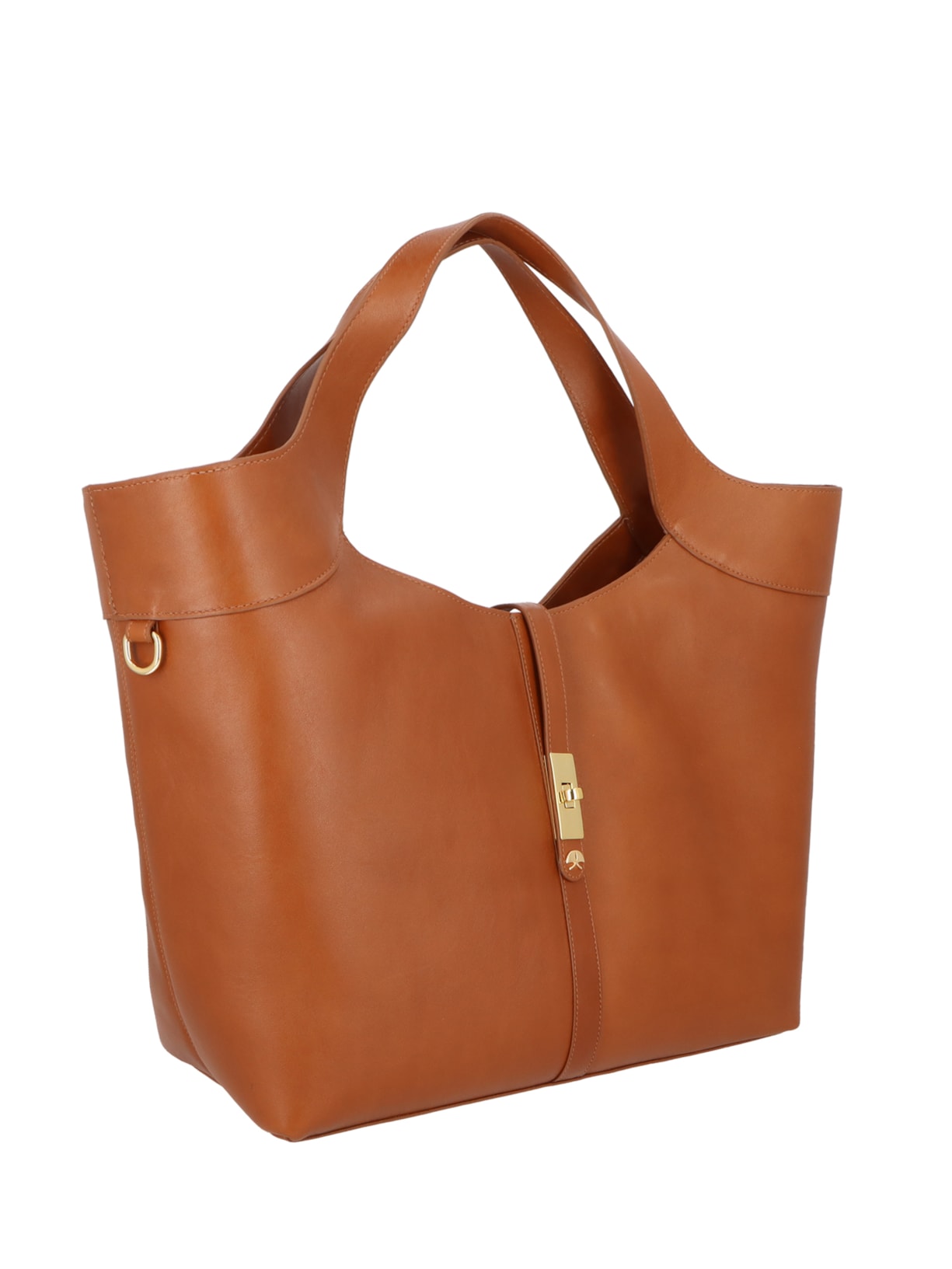Bolsa Feminina Grande com Fecho Dourado – Marrom Luiza Barcelos