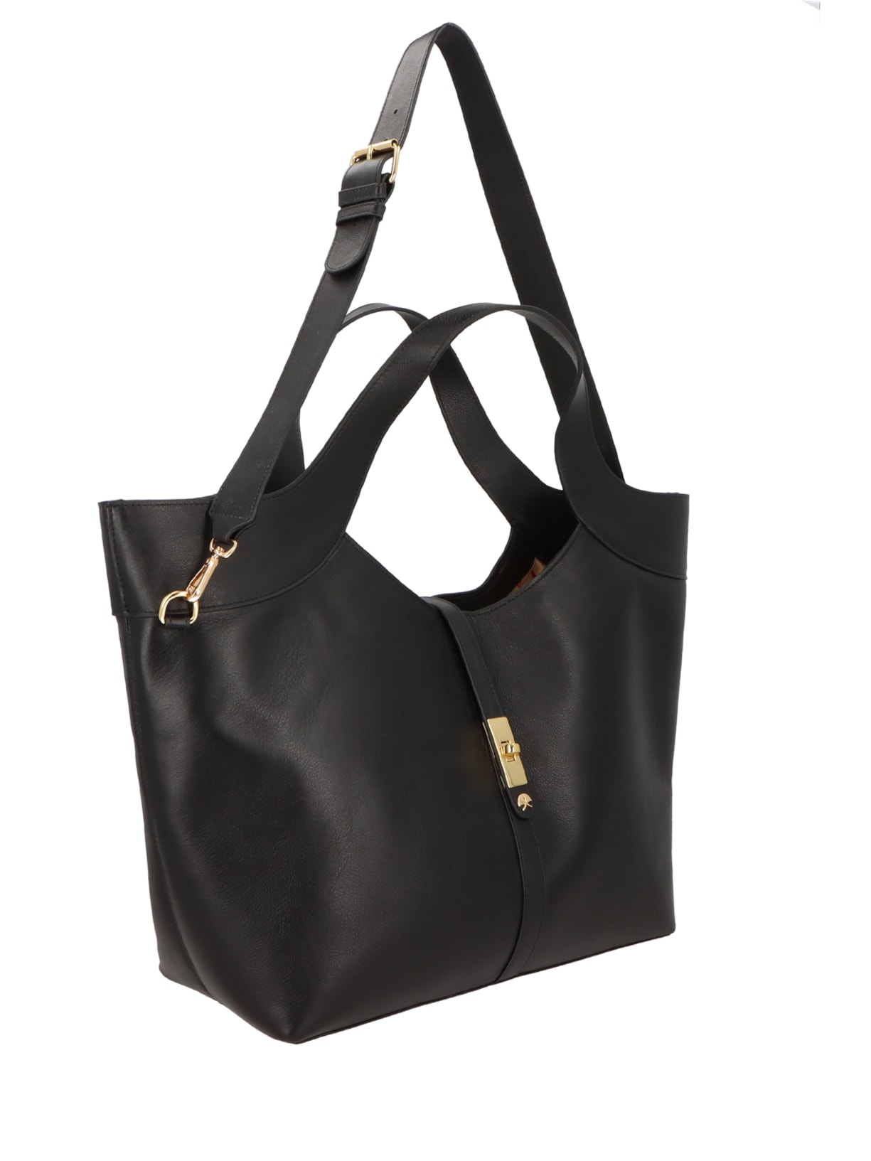 Bolsa Feminina Grande com Fecho Dourado – Preto Luiza Barcelos