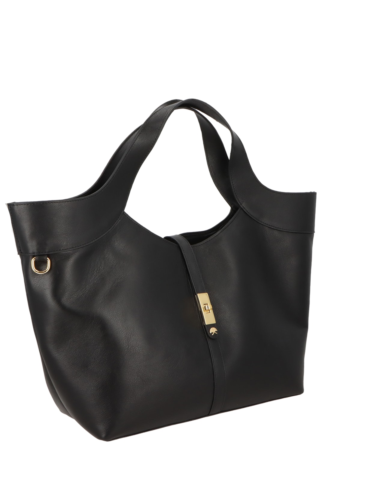 Bolsa Feminina Grande com Fecho Dourado – Preto Luiza Barcelos