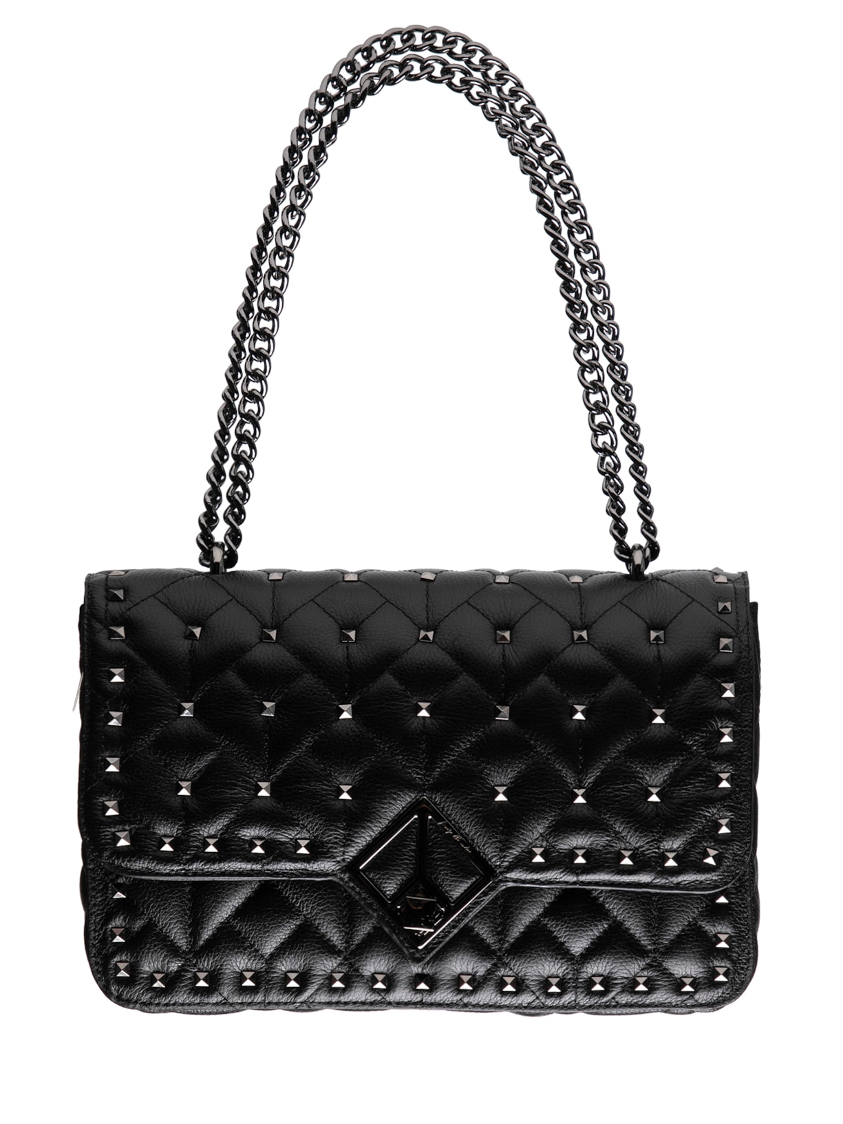 Bolsa Feminina Grande Corrente Spikes - Preto