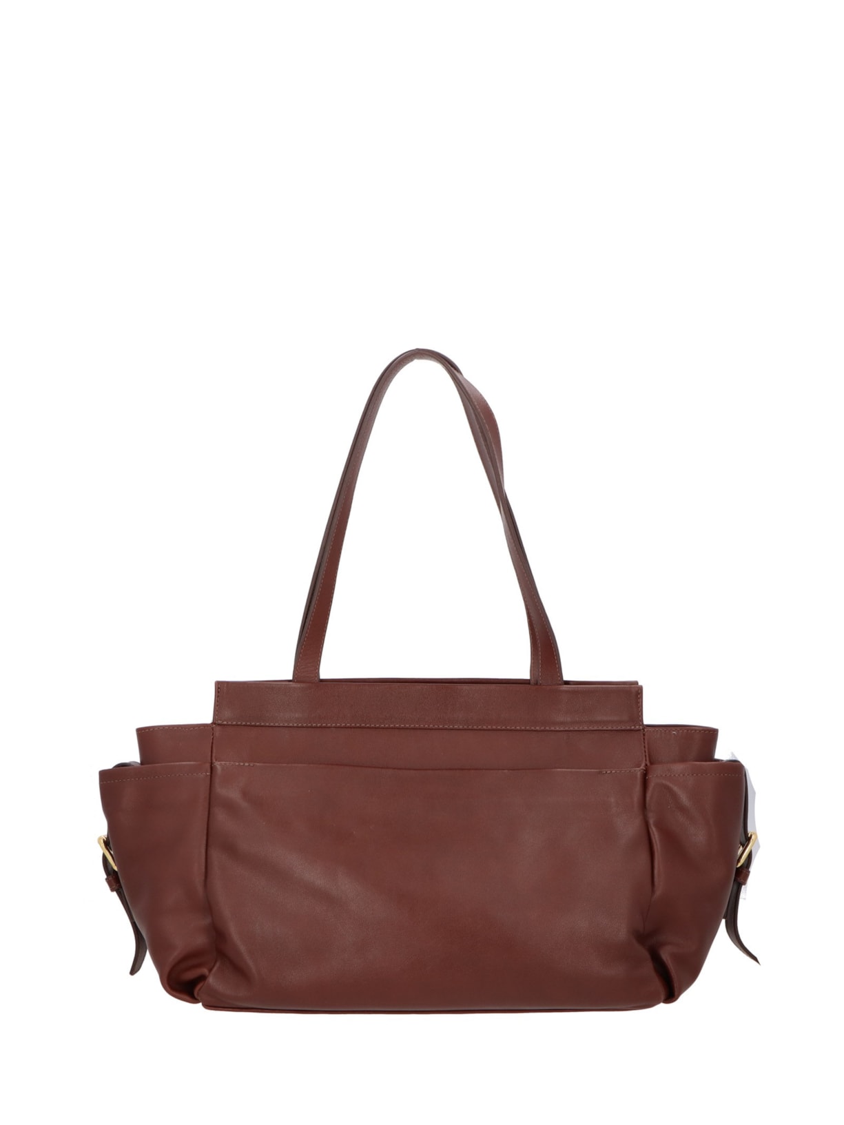 Bolsa Feminina Grande Em Couro Com Bolso Frontal Marrom Luiza Barcelos