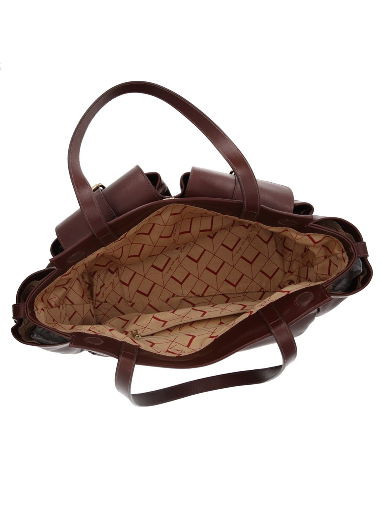 Bolsa Feminina Grande Em Couro Com Bolso Frontal Marrom Luiza Barcelos