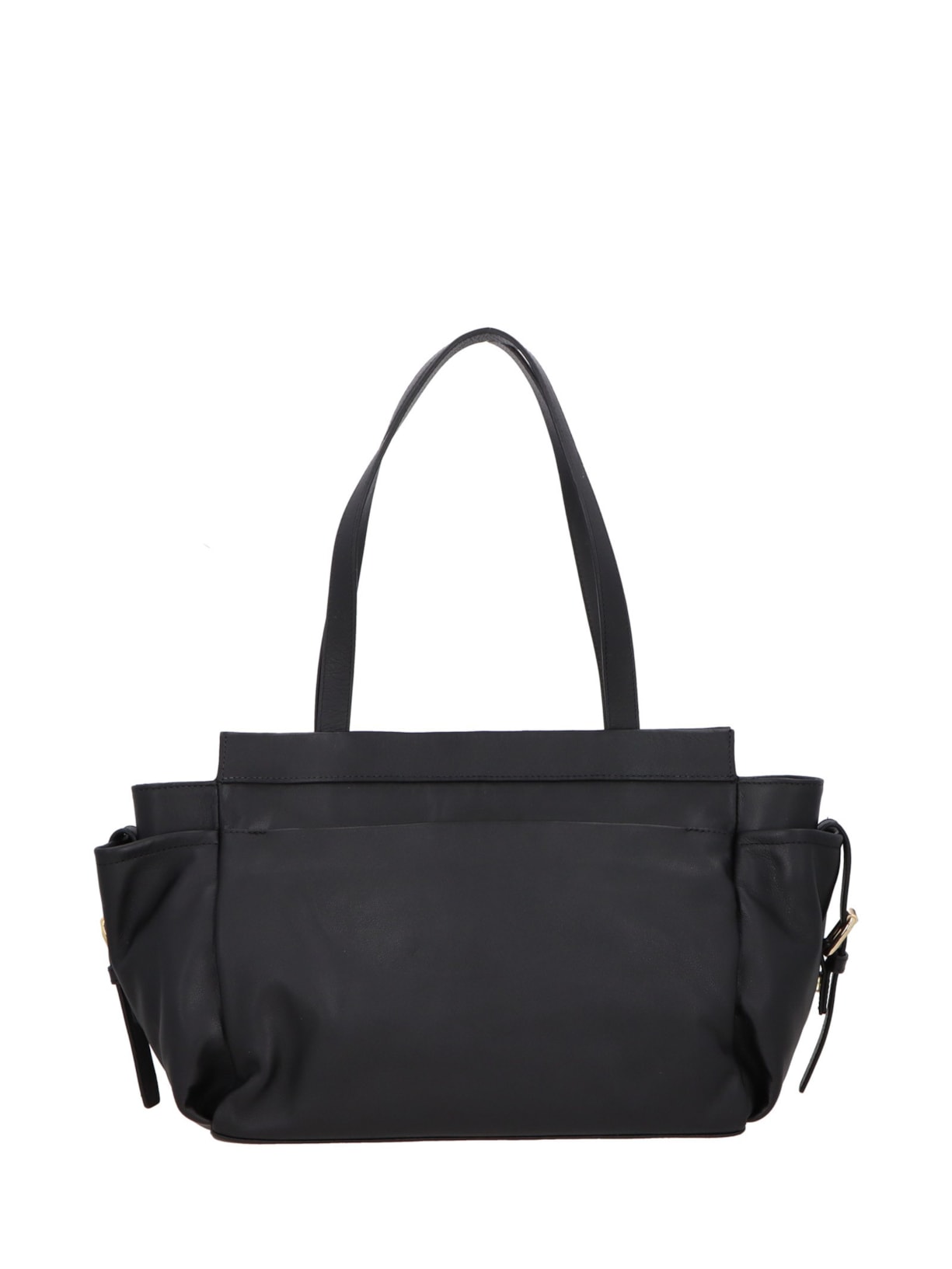 Bolsa Feminina Grande Em Couro Com Bolso Frontal Preto Luiza Barcelos