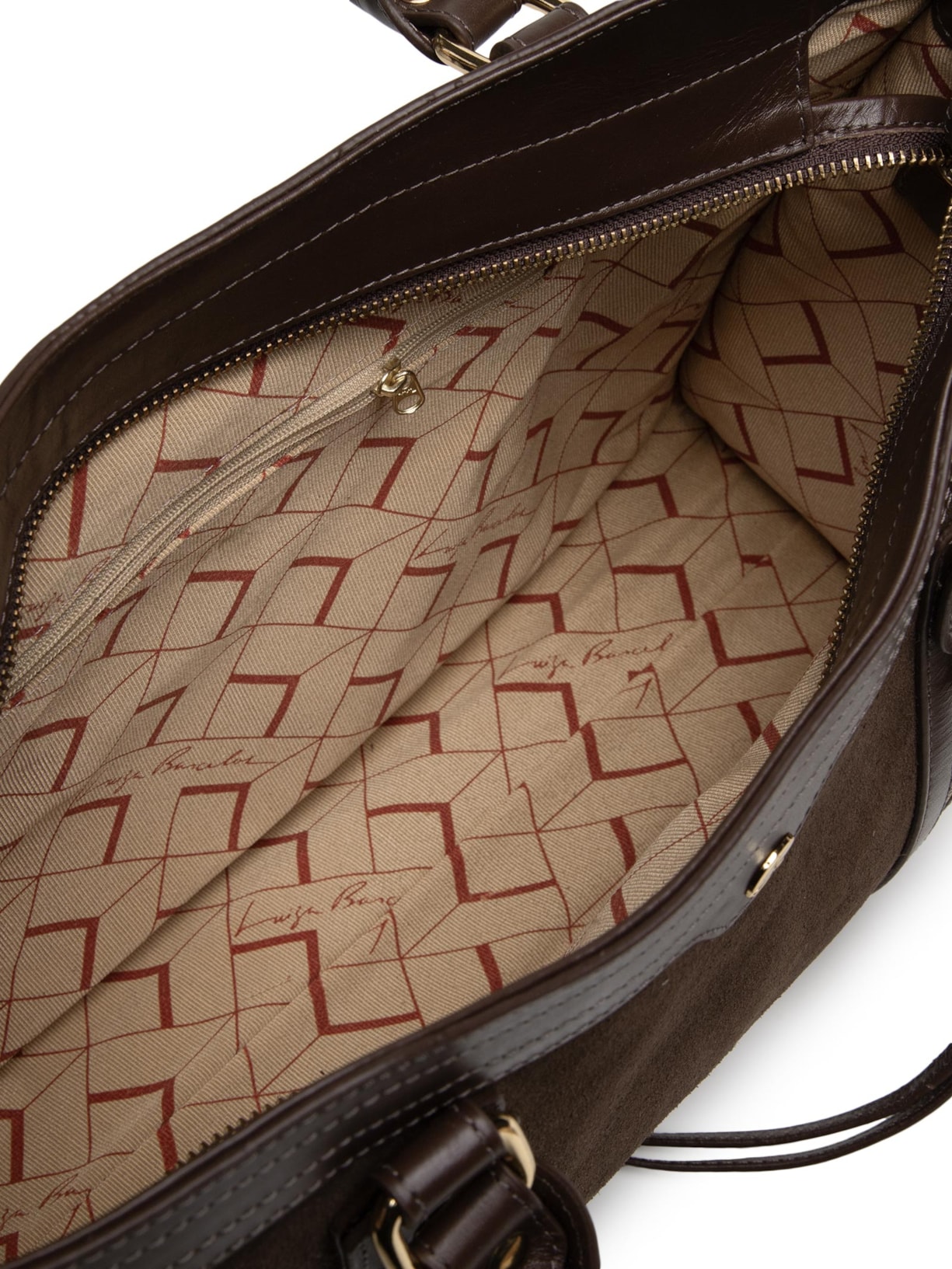 Bolsa Feminina Grande Em Couro Com Zíperes – Marrom Luiza Barcelos