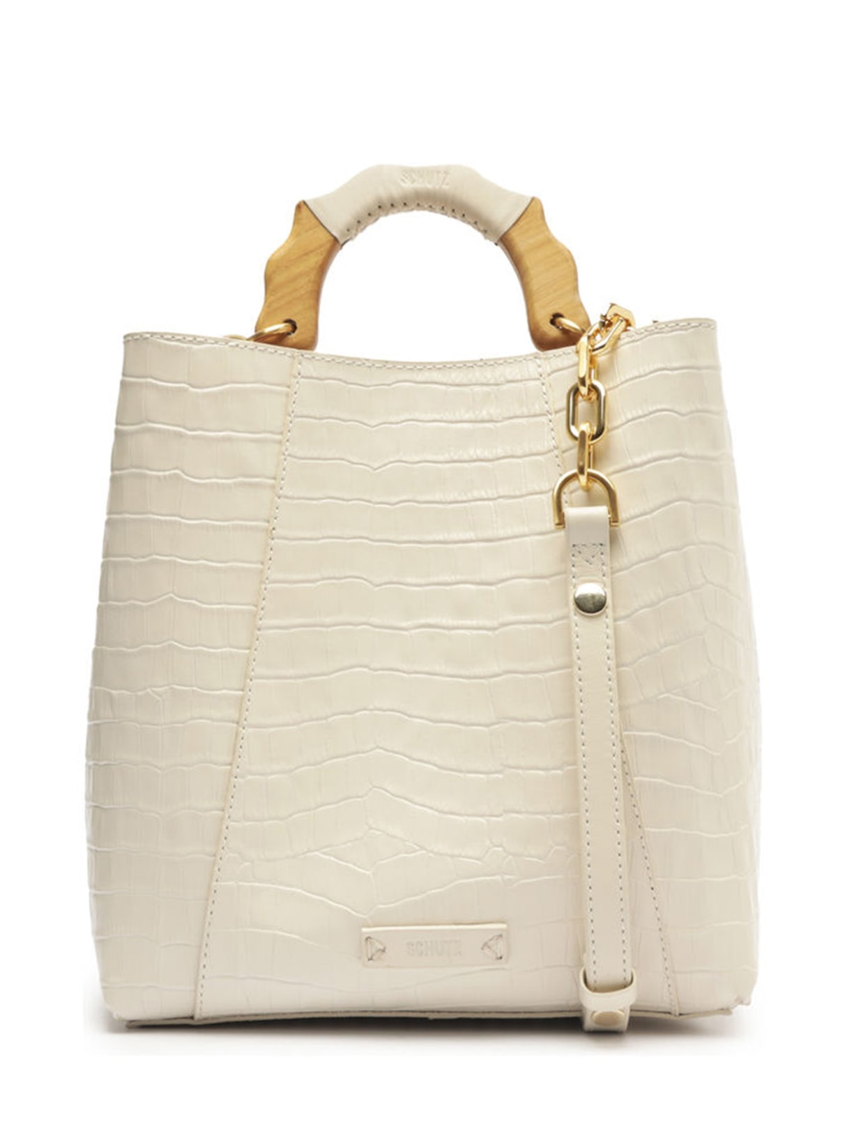 Bolsa Feminina Grande New Croco - Off White