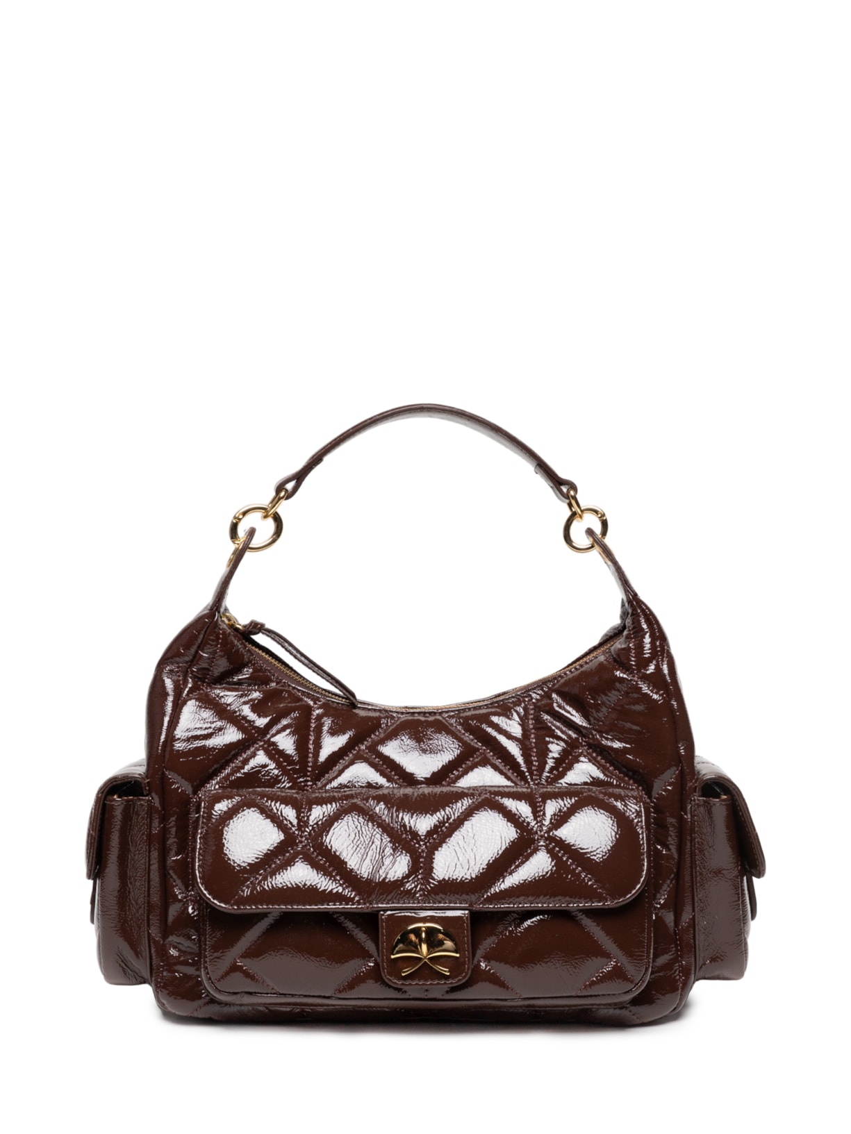 Bolsa Feminina Grande Verniz Show Marrom Luiza Barcelos