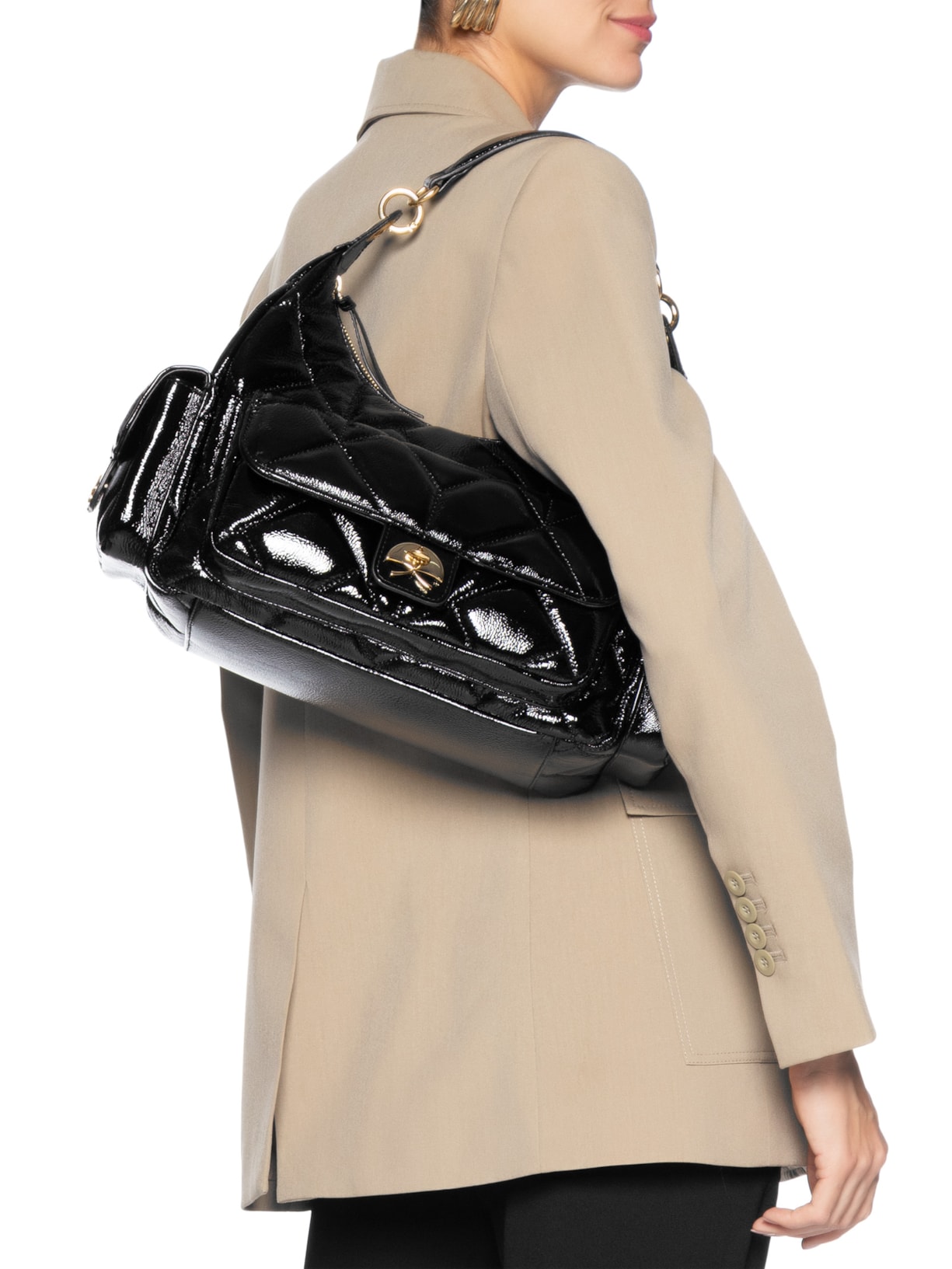 Bolsa Feminina Grande Verniz Show Preto Luiza Barcelos