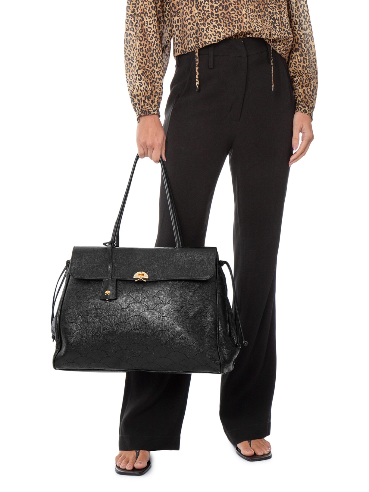 Bolsa Feminina Grande Viena Em Couro – Preto Luiza Barcelos