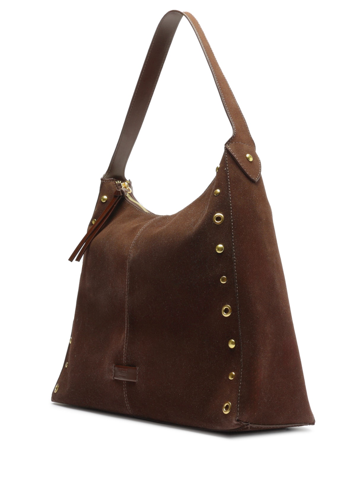 Bolsa Feminina Hobo Acamurçada Grande Rebites Marrom Arezzo