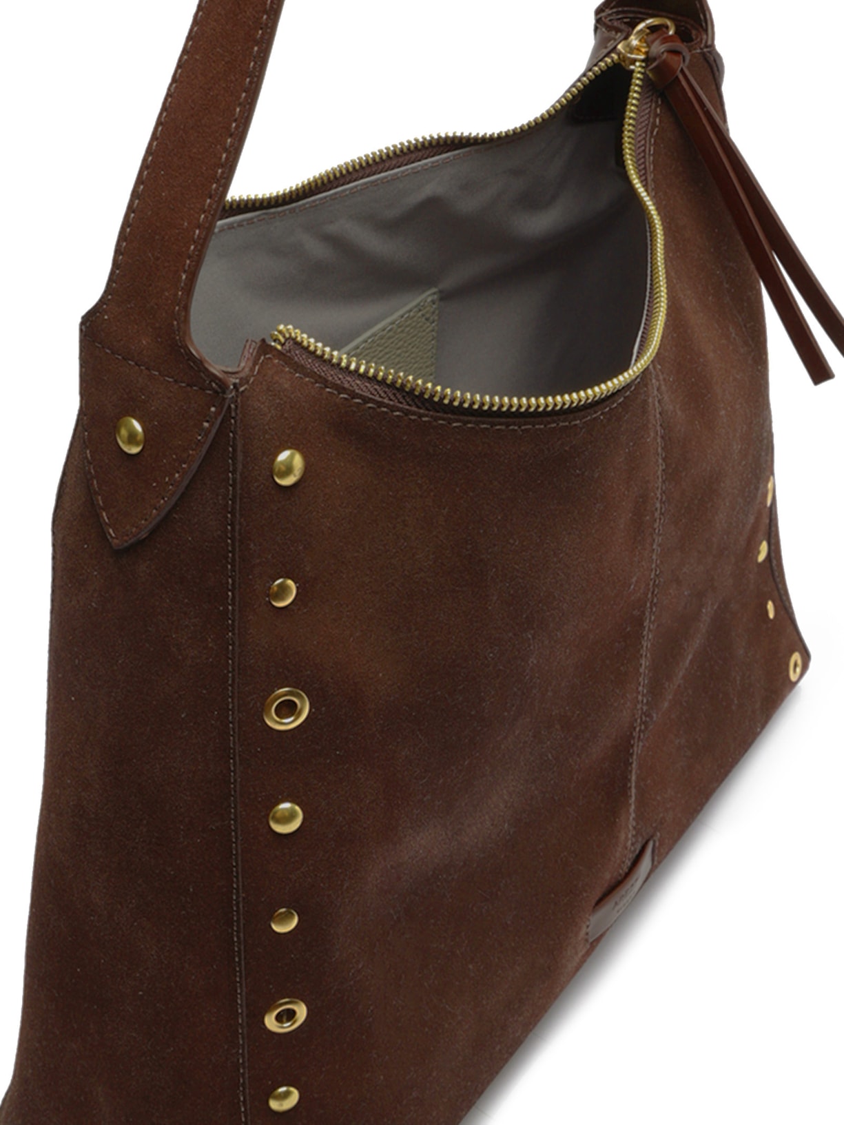 Bolsa Feminina Hobo Acamurçada Grande Rebites Marrom Arezzo