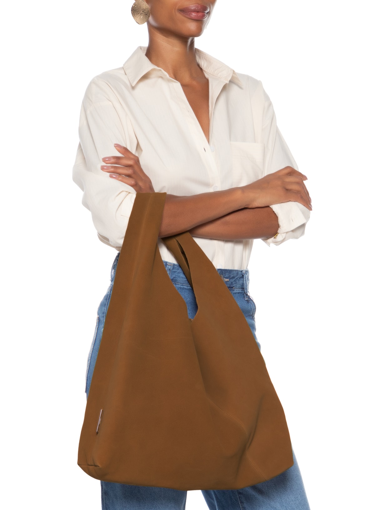 Bolsa Feminina Hobo Acamurçada Marrom Arezzo