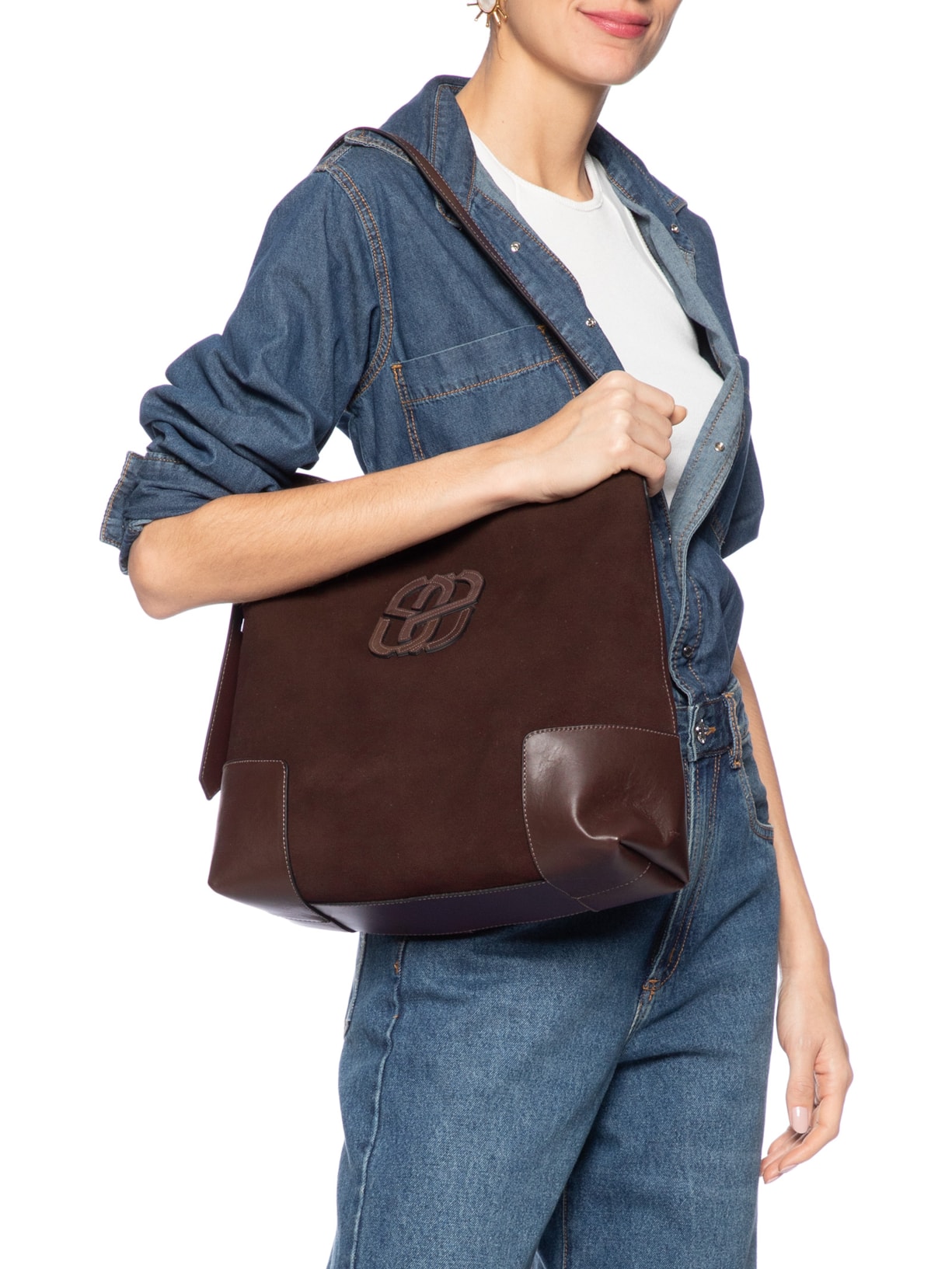 Bolsa Feminina Hobo Camurça Marrom Schutz