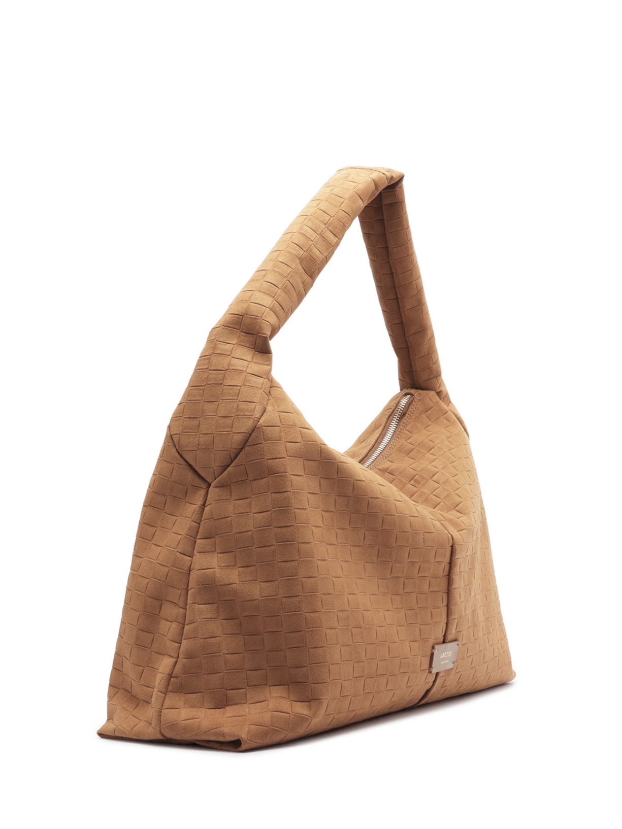Bolsa Feminina Hobo Camurça Tressê Grande Marrom Arezzo