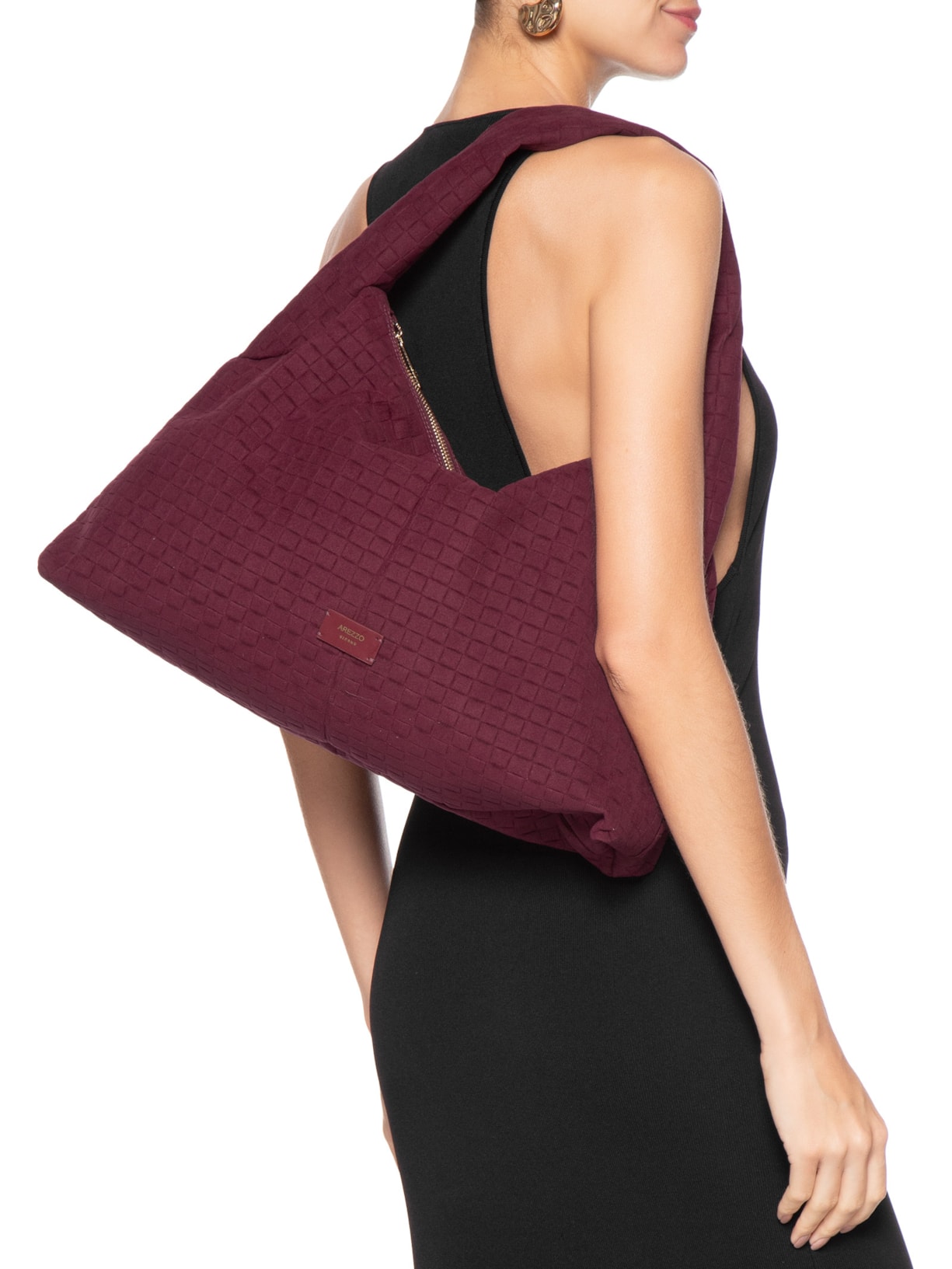 Bolsa Feminina Hobo Camurça Tressê Grande Vermelho Arezzo