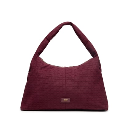 Bolsa Feminina Hobo Camurça Tressê Grande - Vermelho