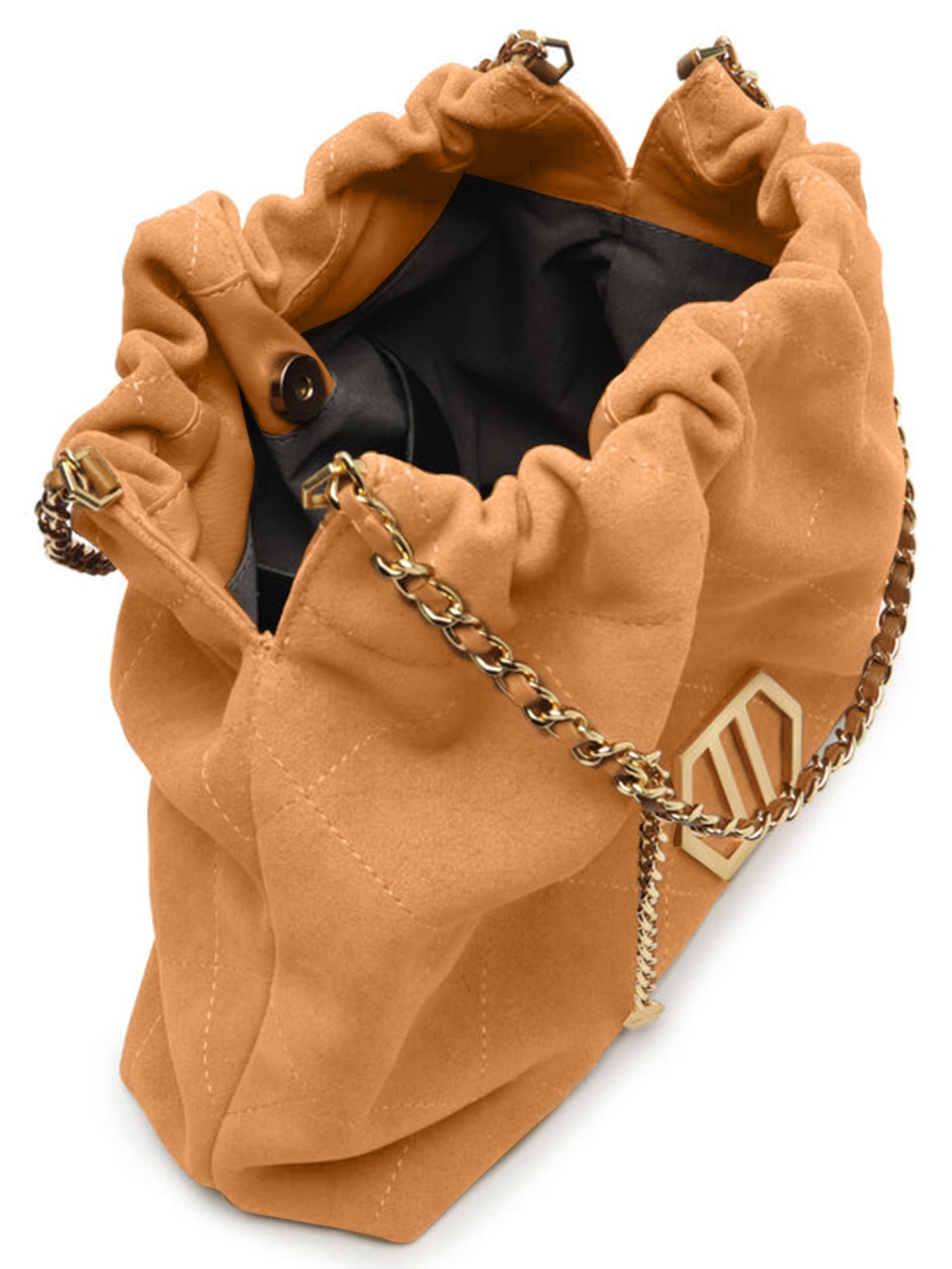 Bolsa Feminina Hobo Couro Acamurçado Esther Grande Marrom Arezzo