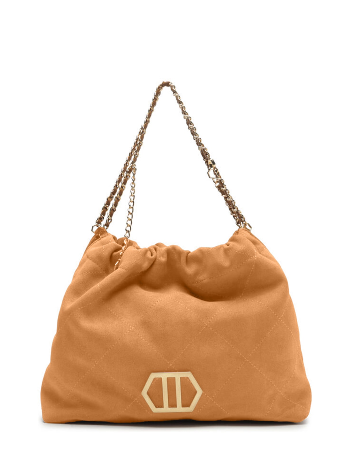 Bolsa Feminina Hobo Couro Acamurçado Esther Grande - Marrom
