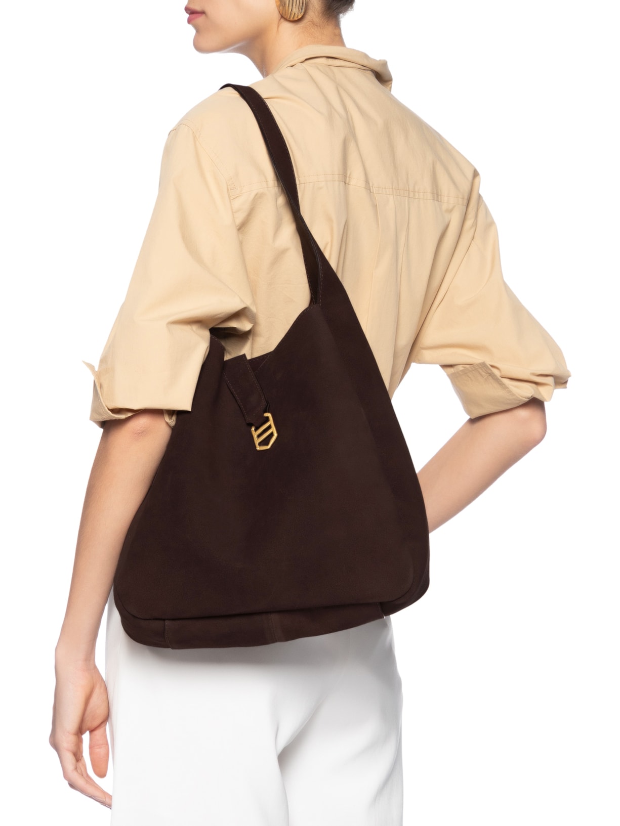 Bolsa Feminina Hobo Couro Acamurçado Marrom Arezzo