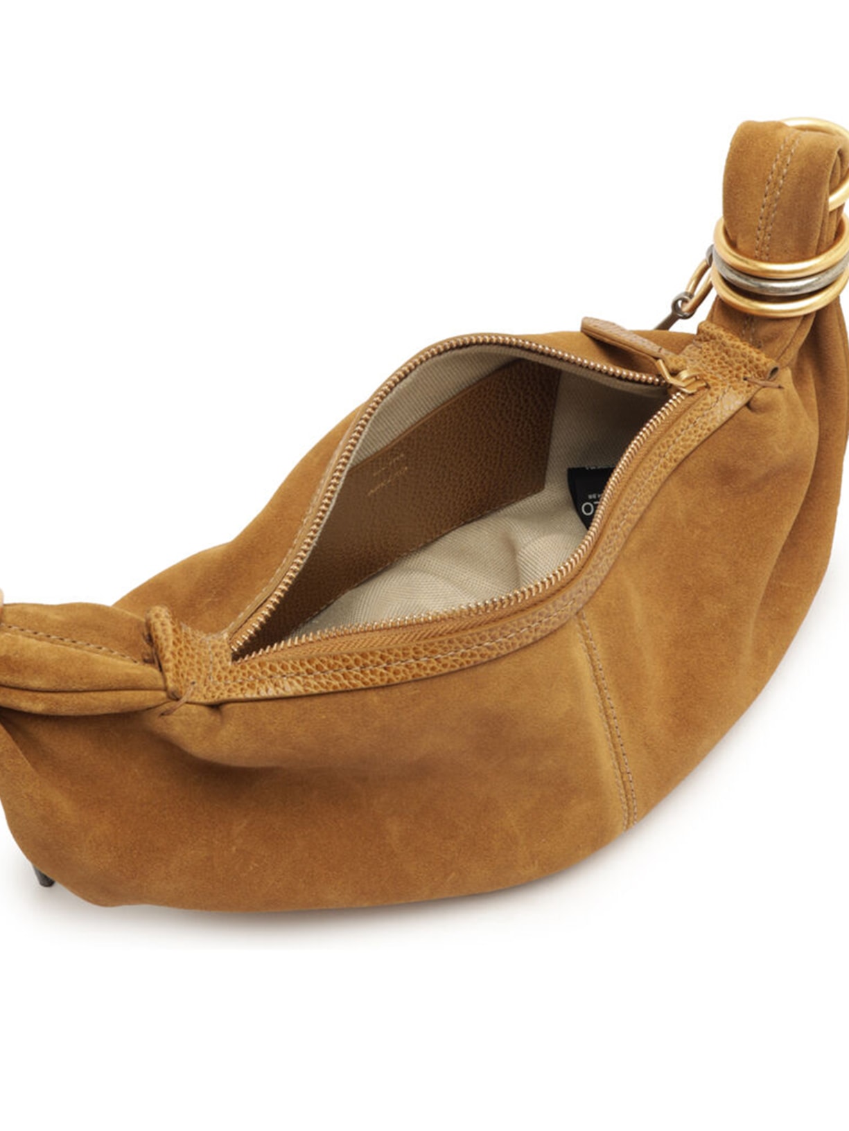 Bolsa Feminina Hobo Couro Acamurçado Pequena Metais Marrom Arezzo