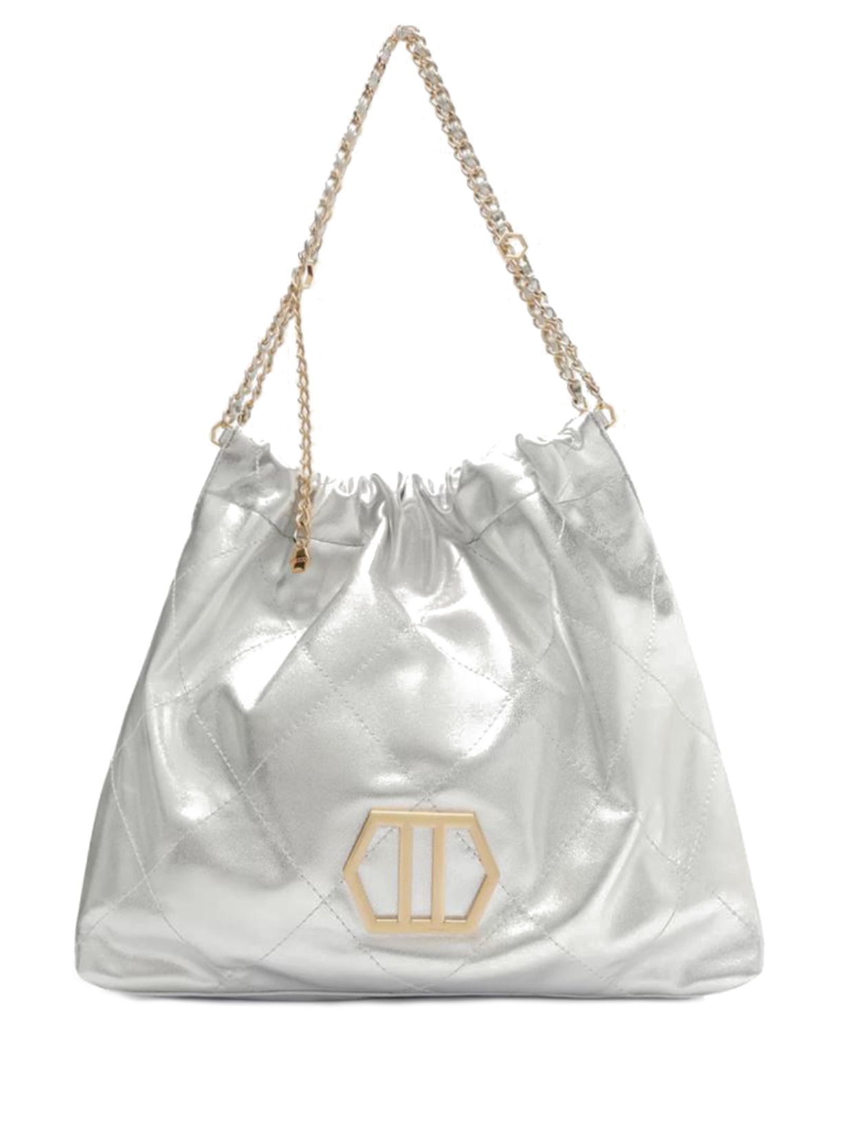 Bolsa Feminina Hobo Couro Esther Grande - Prata