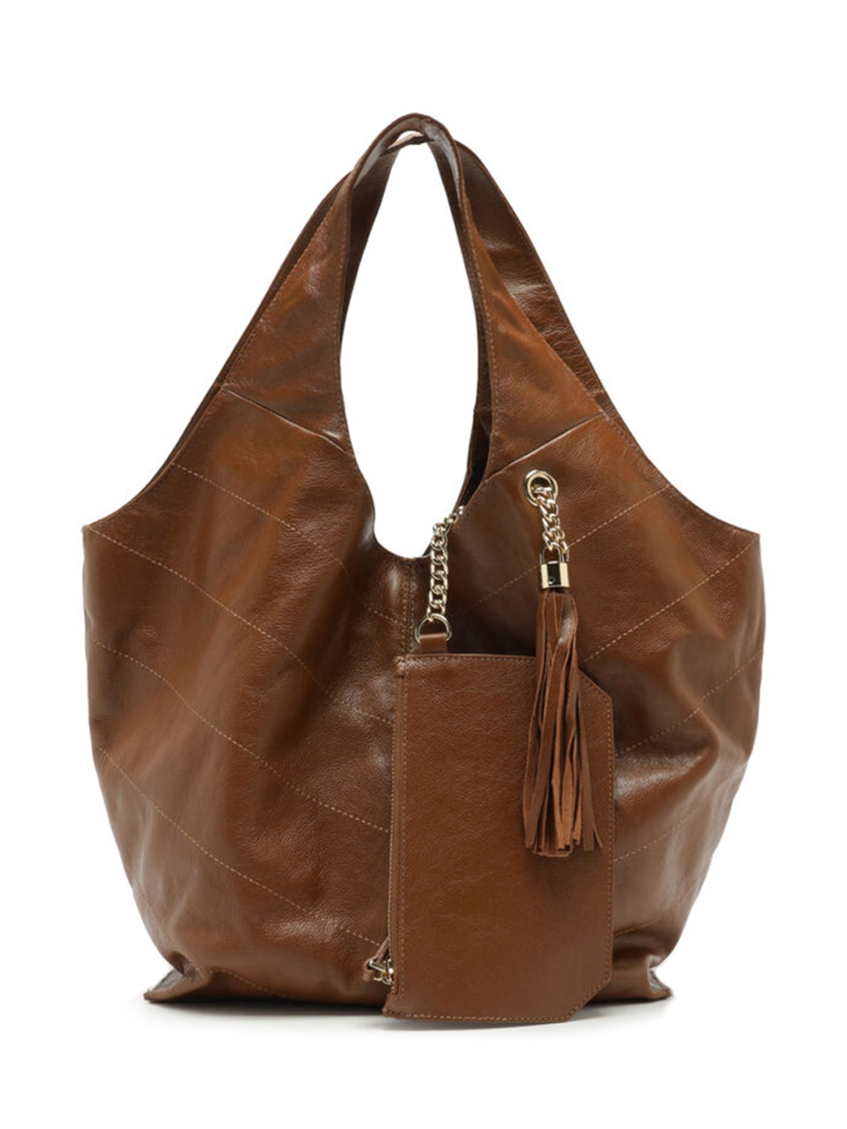 Bolsa Feminina Hobo Couro Grande Barbicacho Marrom Arezzo