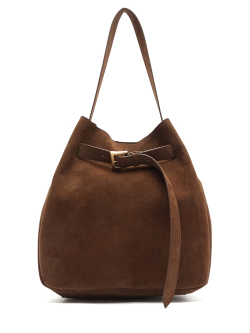 Bolsa Feminina Hobo Couro Grande Fivela - Marrom