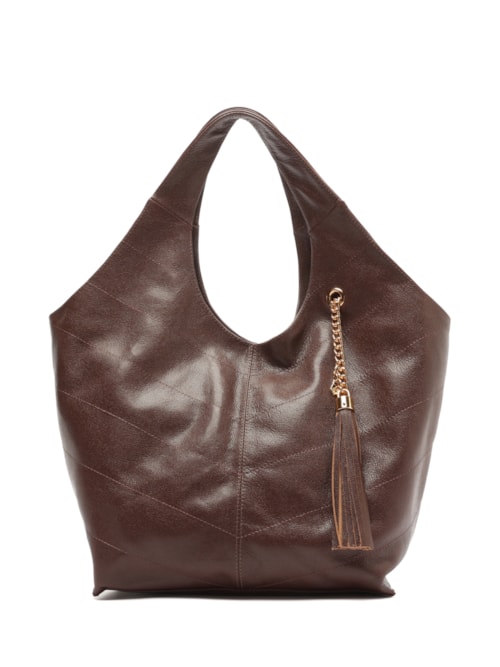 Bolsa Feminina Hobo Couro Grande - Marrom