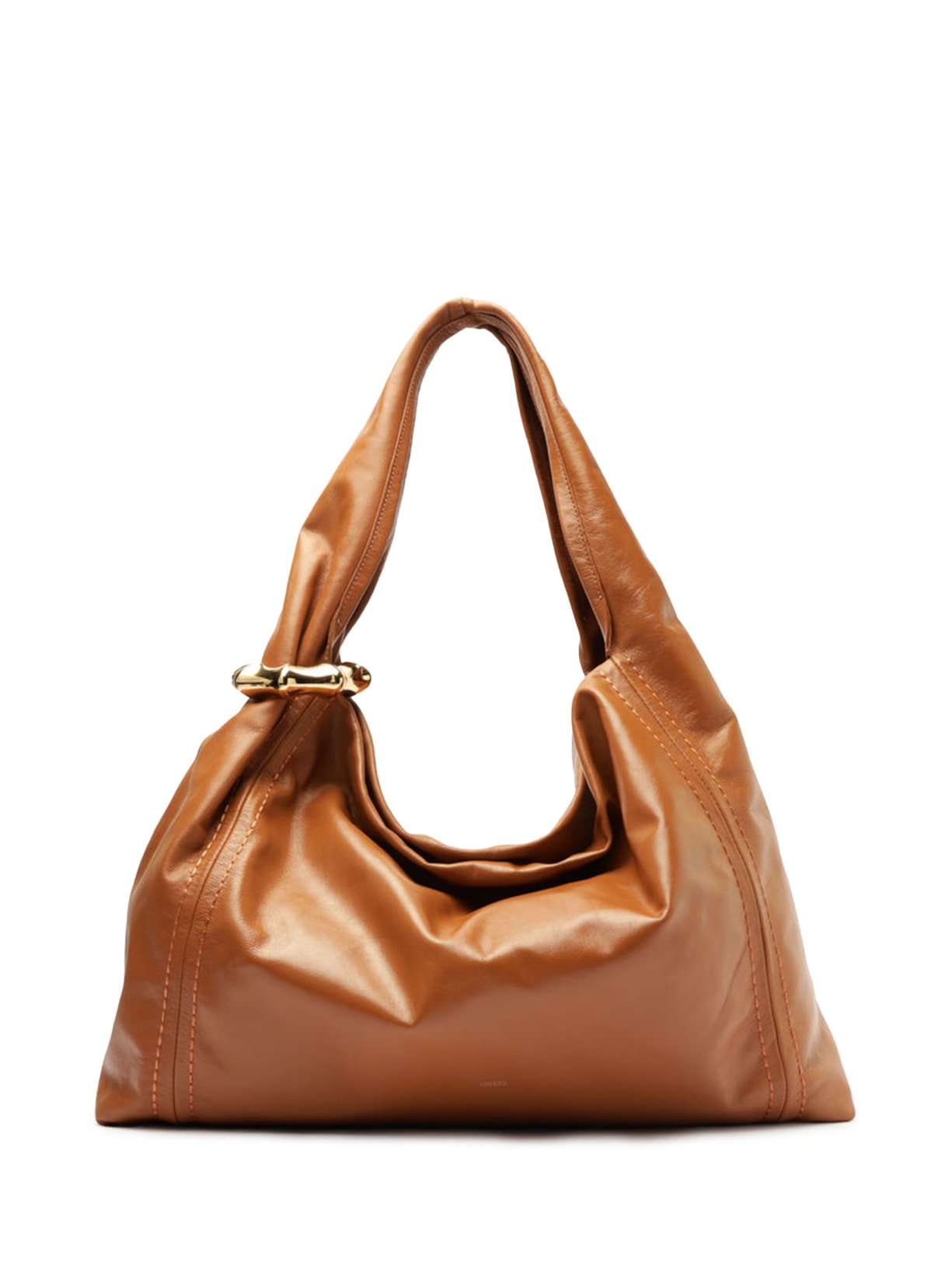 Bolsa Feminina Hobo Couro Grande Metal - Marrom